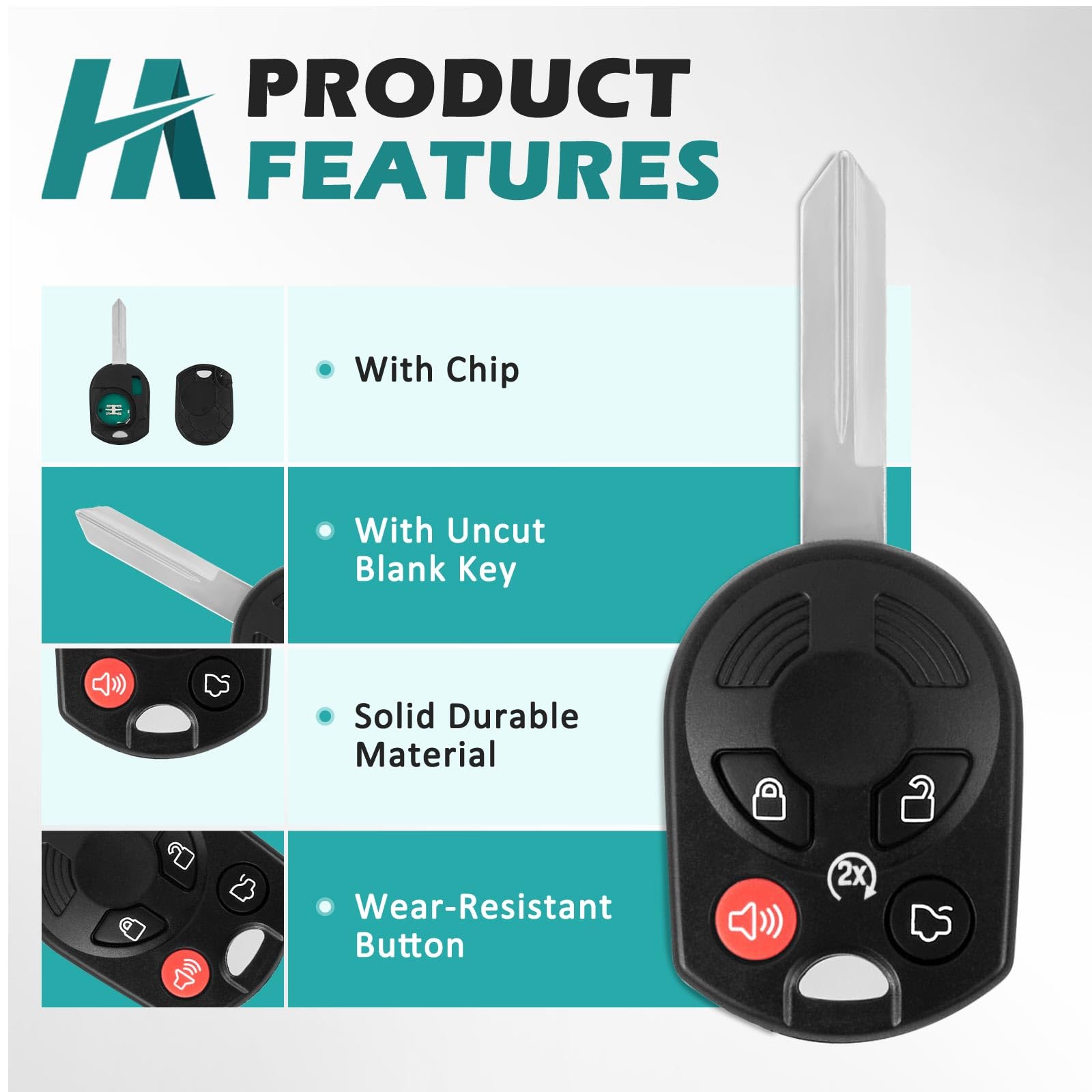 Key Fob Cover For Ford Lincoln Mazda Mercury, Key Fob Replacement Case Shell Smart Remote Keyless Entry Programming Key Fcc Id: