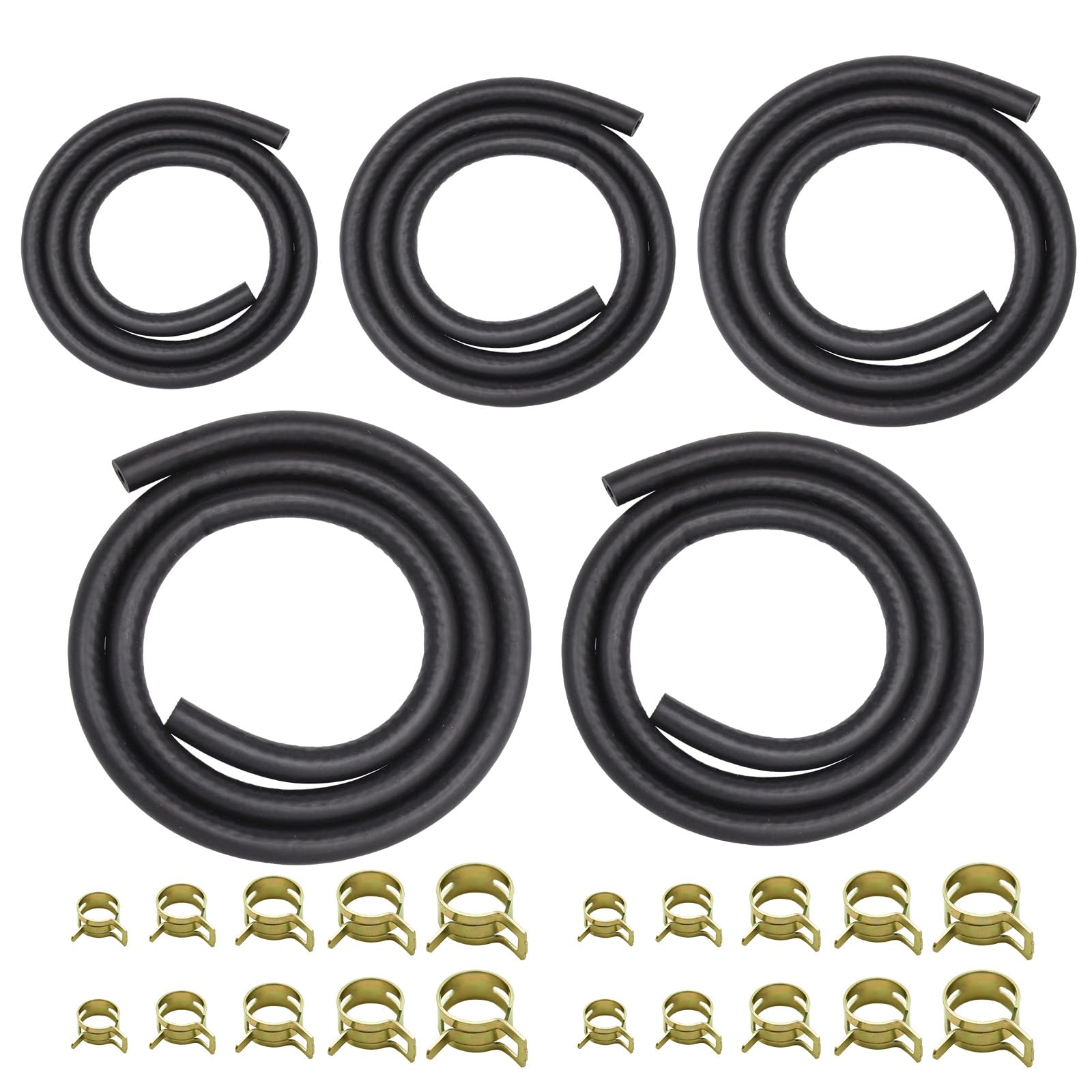 3.3 Feet Fuel Line Hose - 3/8'' 1/2'' 5/16'' 1/4'' 3/16'' Id Nbr Rubber Gasoline Tube With 20Pcs Clamps For Small Engines, Fits 