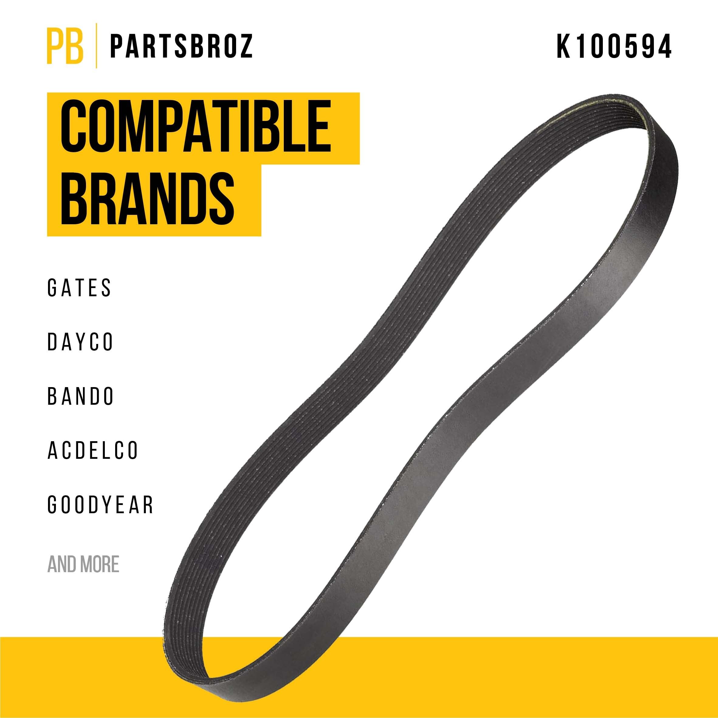 Partsbroz K100594 Micro-V Serpentine Drive Belt - Compatible With Gates Goodyear Dayco Bando Acdelco Continental - Replaces K100