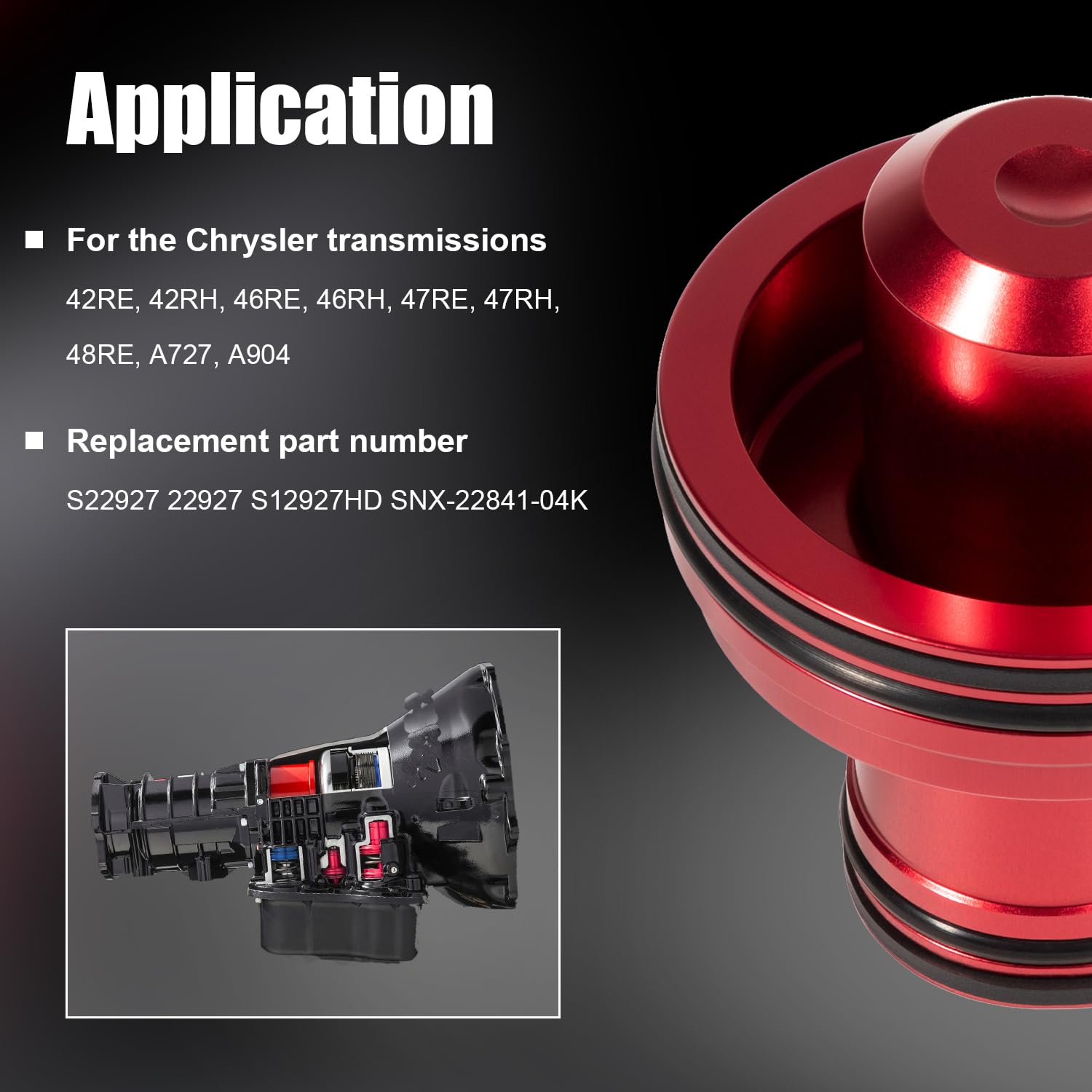 Anodized Aluminum Billet Accumulator Piston Kit Fit for Chrysler 42RE, 42RH, 46RE, 46RH, 47RE, 47RH, 48RE, A727, A904 22841-04K