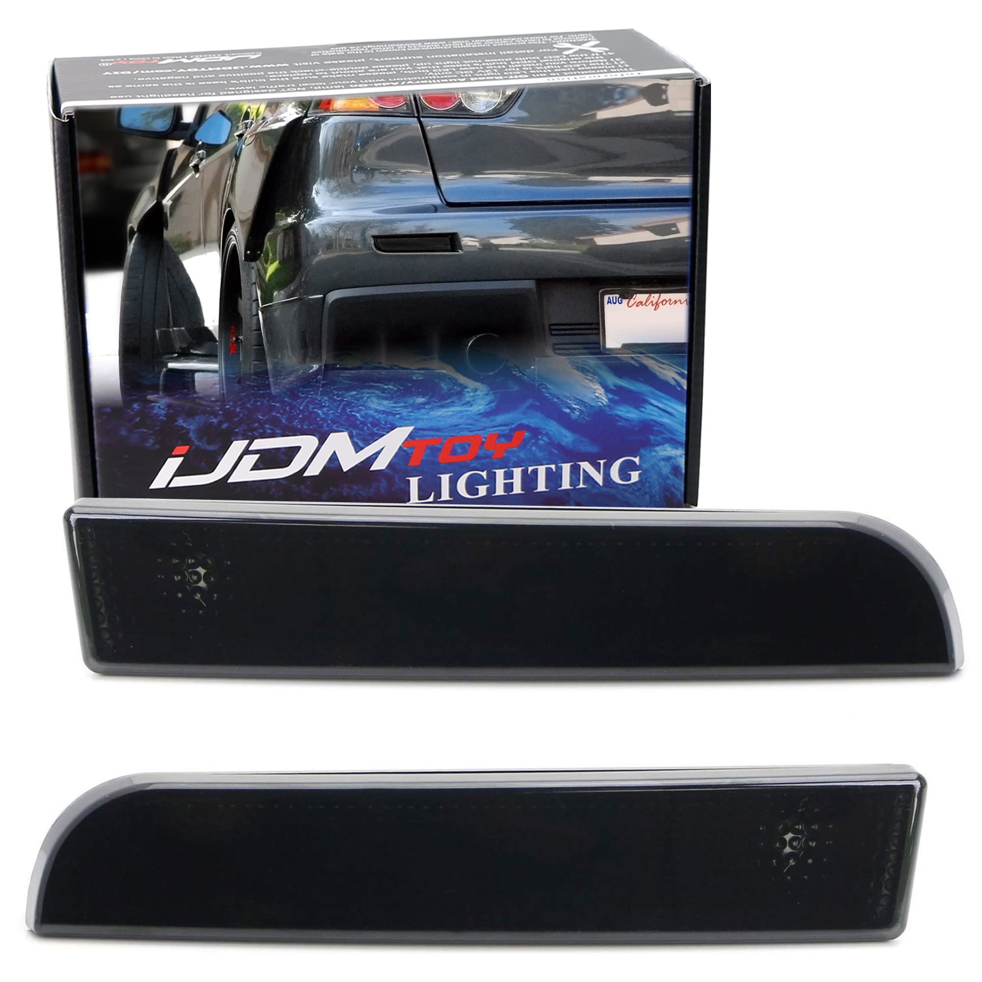 Ijdmtoy Smoked Lens Rear Bumper Reflector Lenses Compatible With 2008-2016 Mitsubishi Lancer, Evolution Evo 10 X, Oe-Spec Lh Rh 