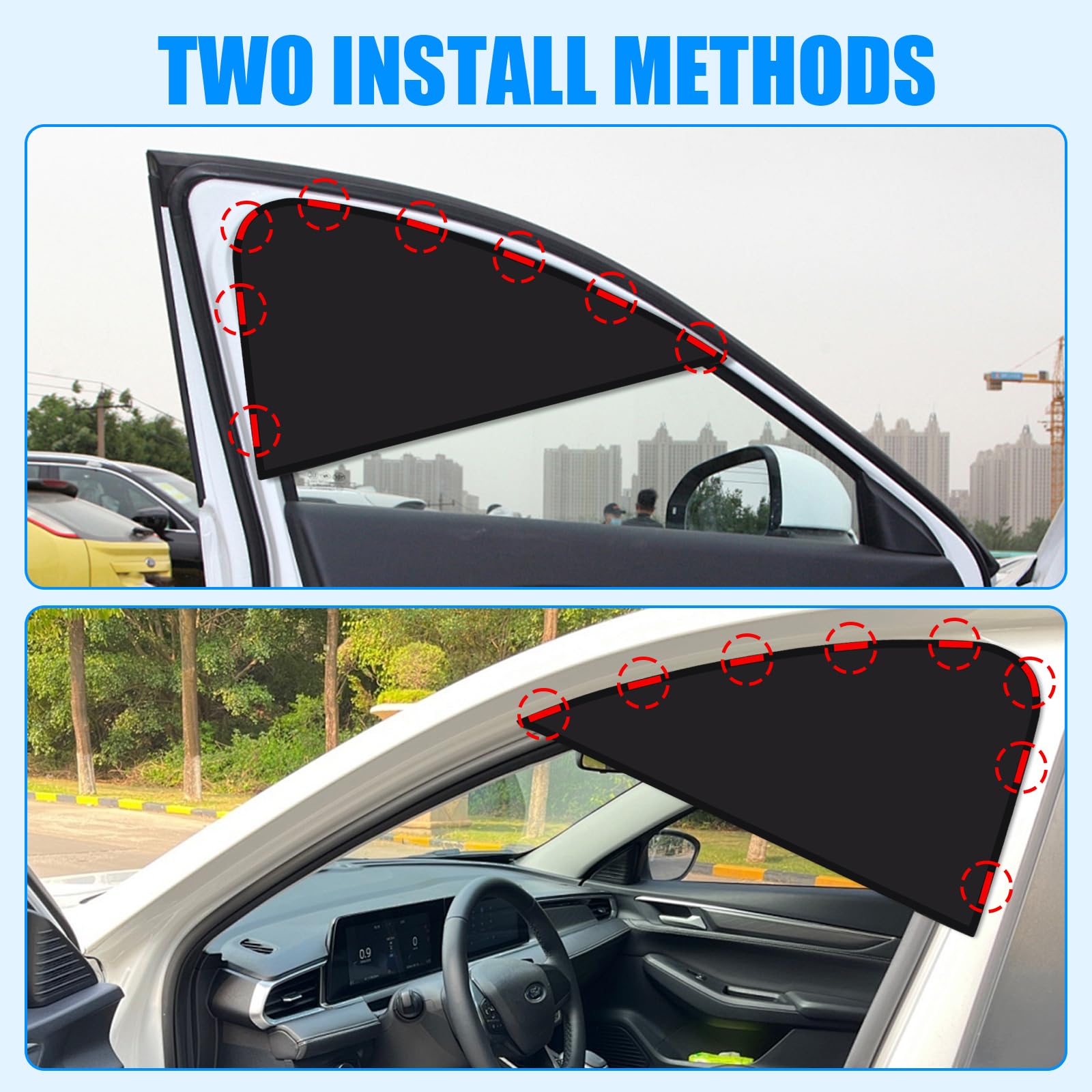 ZATOOTO Car Window Shades for Front Side Window, 2Pack Blackout Car Visor Extender Sun Blocker, Car Sun Shade for Drivers Anti-G