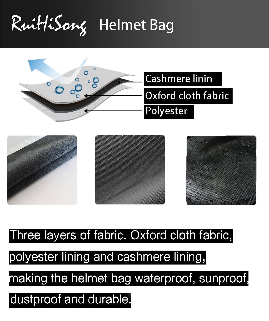 Ruihisong Helmet Bag,Helmet Storage Bag,Motorcycle Mx Helmet Bag With Silver Piping, Zipper, Carry Handle And Cashmere Lining