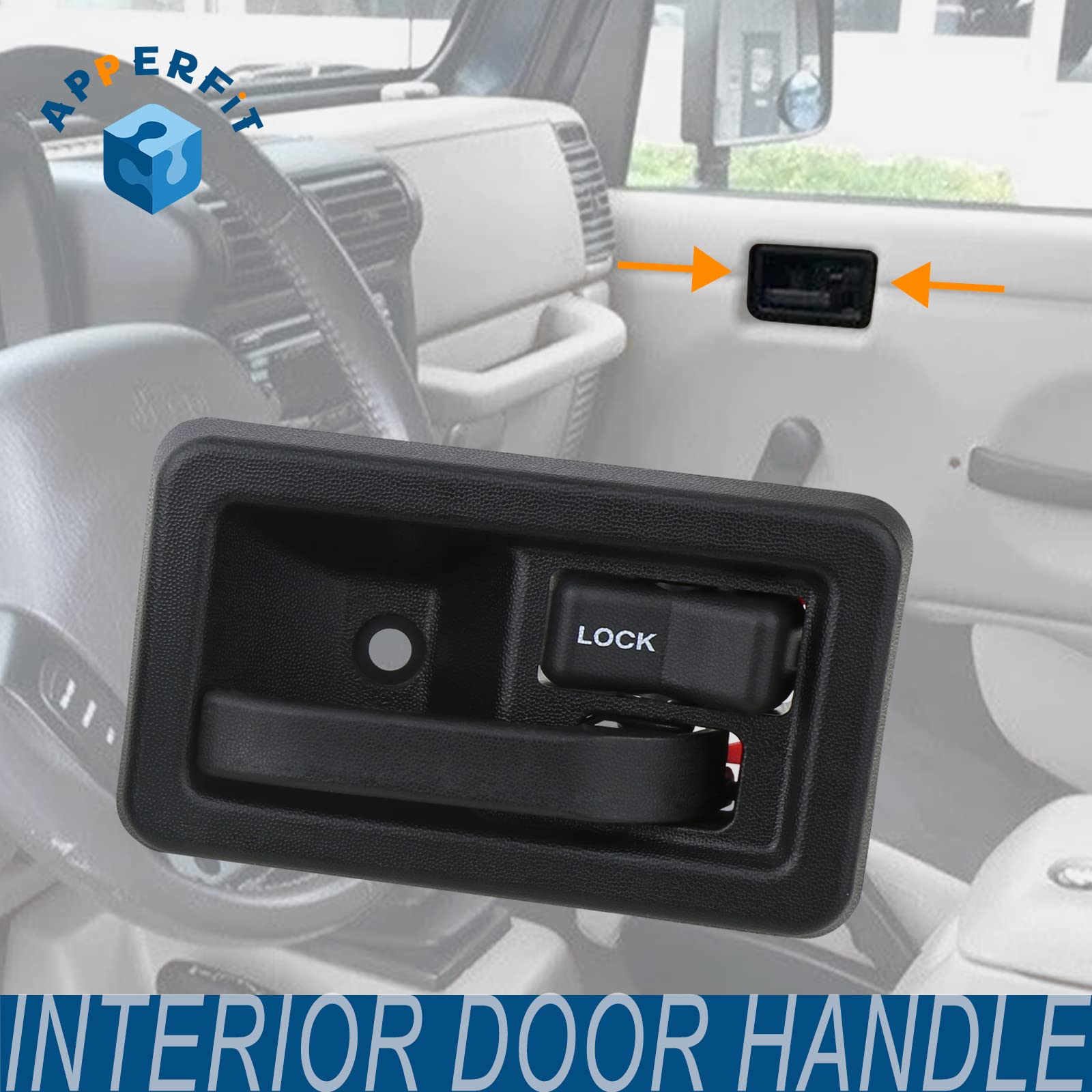 Apperfit Interior Door Handle (Pair) Compatible With Jeep Wrangler Yj Tj 1991-2006 Replaces 55176477Ab 55176476Ab 79540 79541