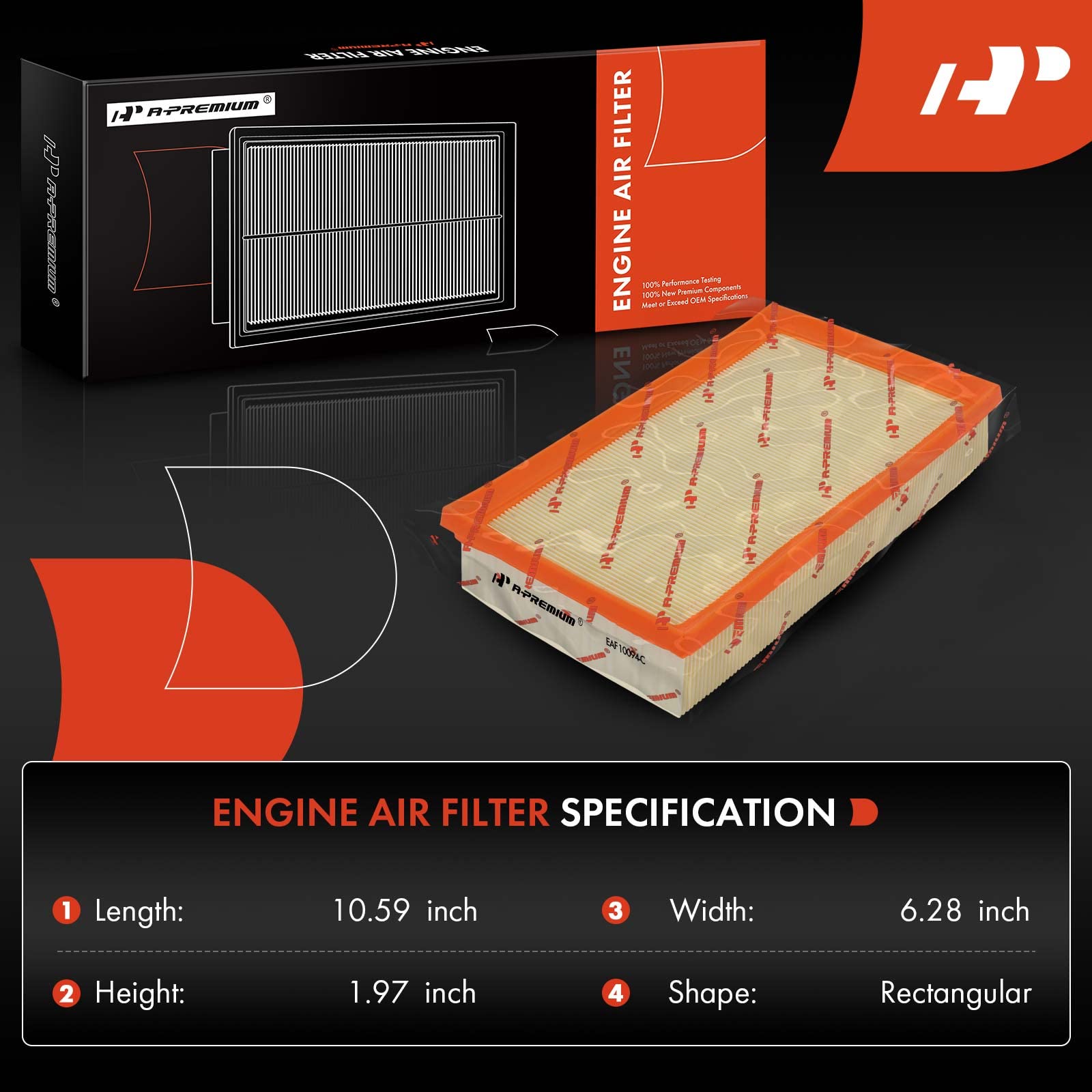 A-Premium Engine Air Filter Compatible With Ford Fusion 2006-2012 & Mazda 6 2009-2013 & Mercury Milan 2006-2011, 2.3L 2.5L, Flex