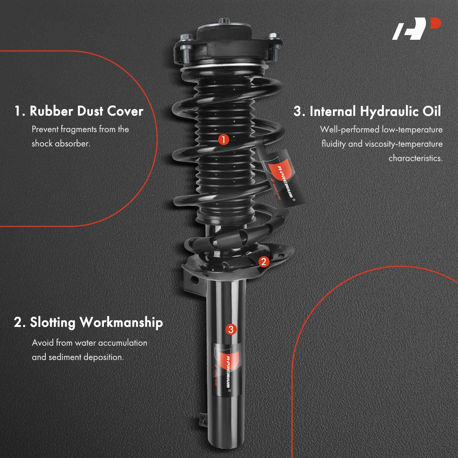 A-Premium Front Pair (2) Complete Strut & Coil Spring Assembly Compatible with Volkswagen GTI 2010 2011 2012 2013 2014, Driver a