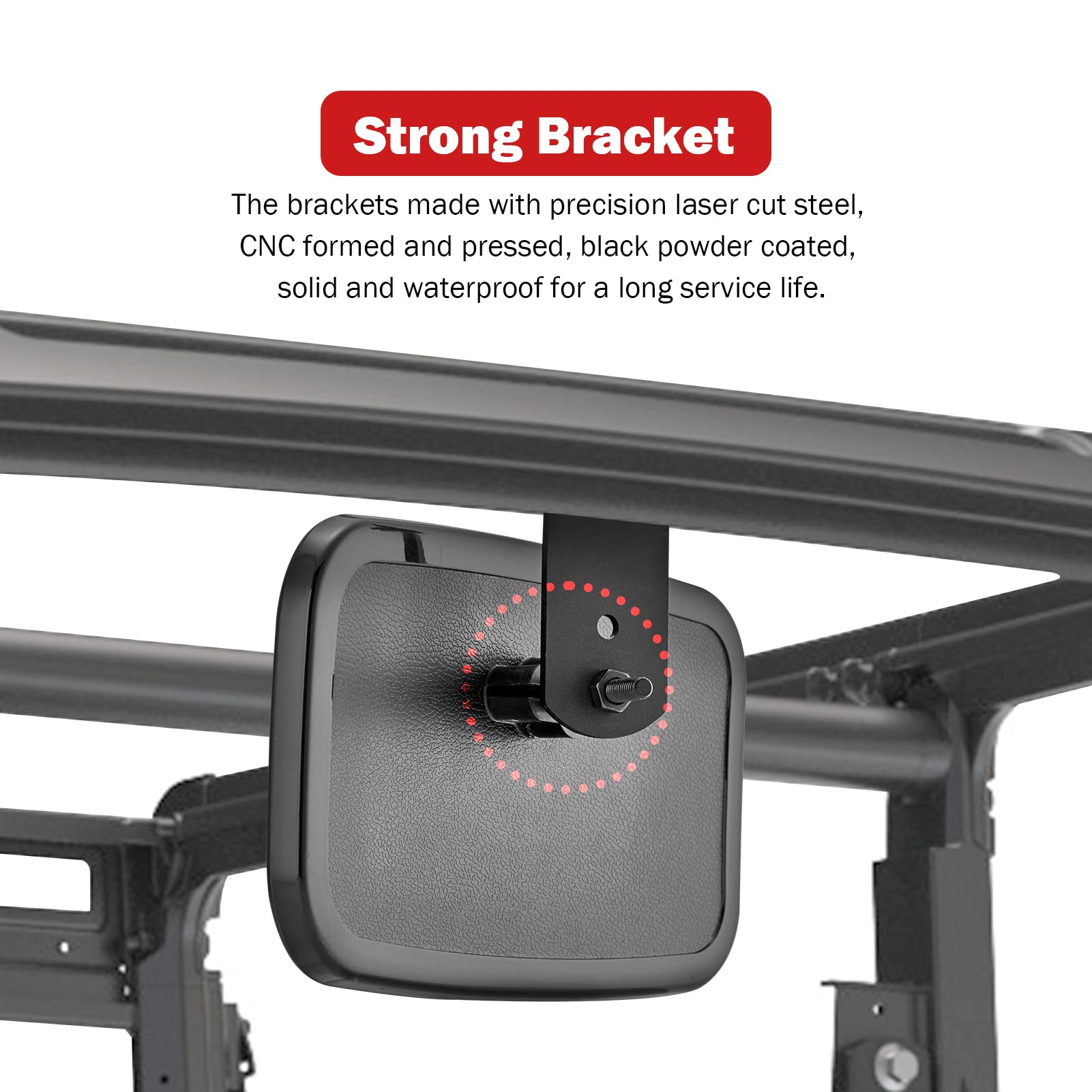 Wsays Ranger Rear View Mirror, Utv Center Rearview Mirror Compatible With Polaris 2017-2024 Ranger 500 570 900 1000 Xp Pro-Fit Cage With Factory Present Drop Down Mounting Tab
