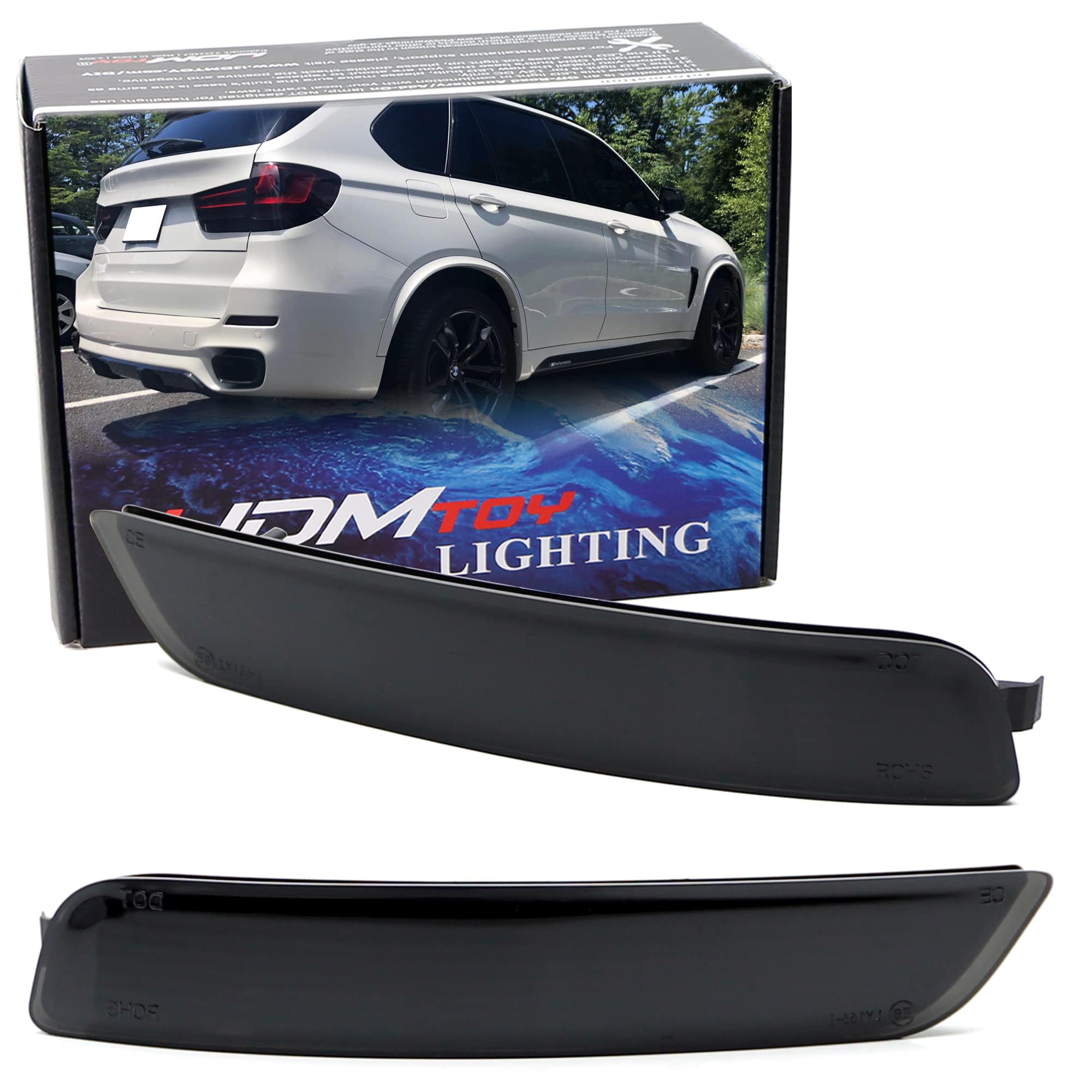 iJDMTOY Dark Smoked Lens Rear Bumper Reflector Lenses Compatible with 2014-2019 BMW F15 X5 w/M-Sport Bumper ONLY, OE-Spec LH RH 