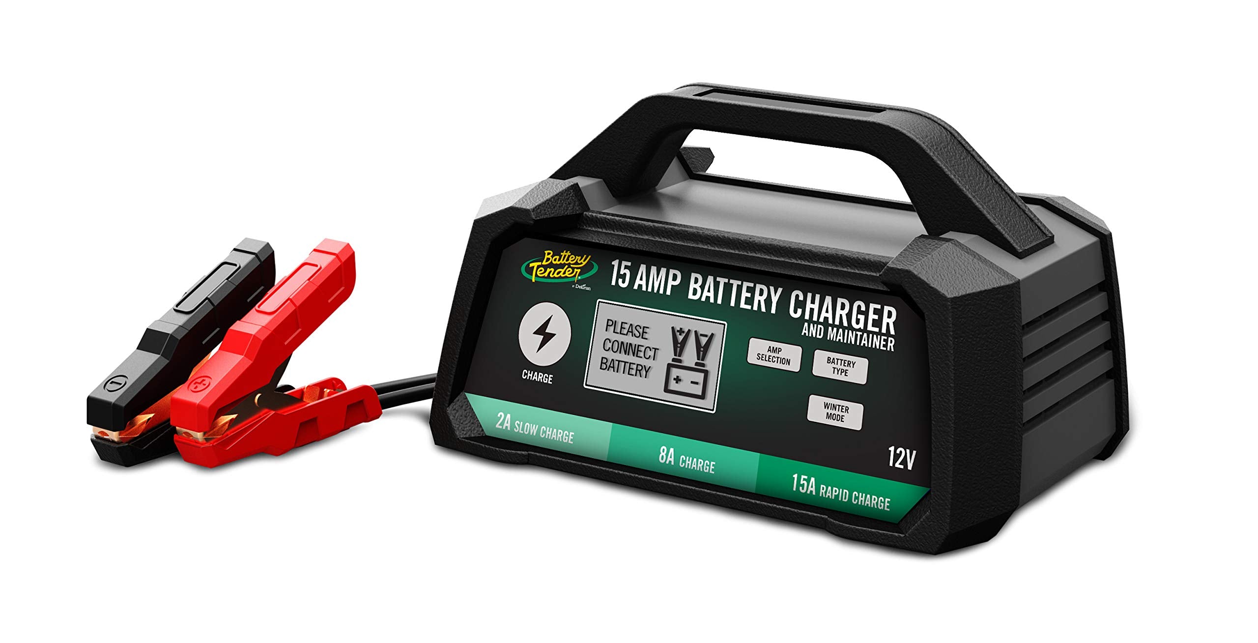 Battery Tender 15 AMP Battery Charger and Maintainer - 12V Switchable 15 AMP / 8 AMP / 2 AMP - Selectable Chemistry Standard AGM