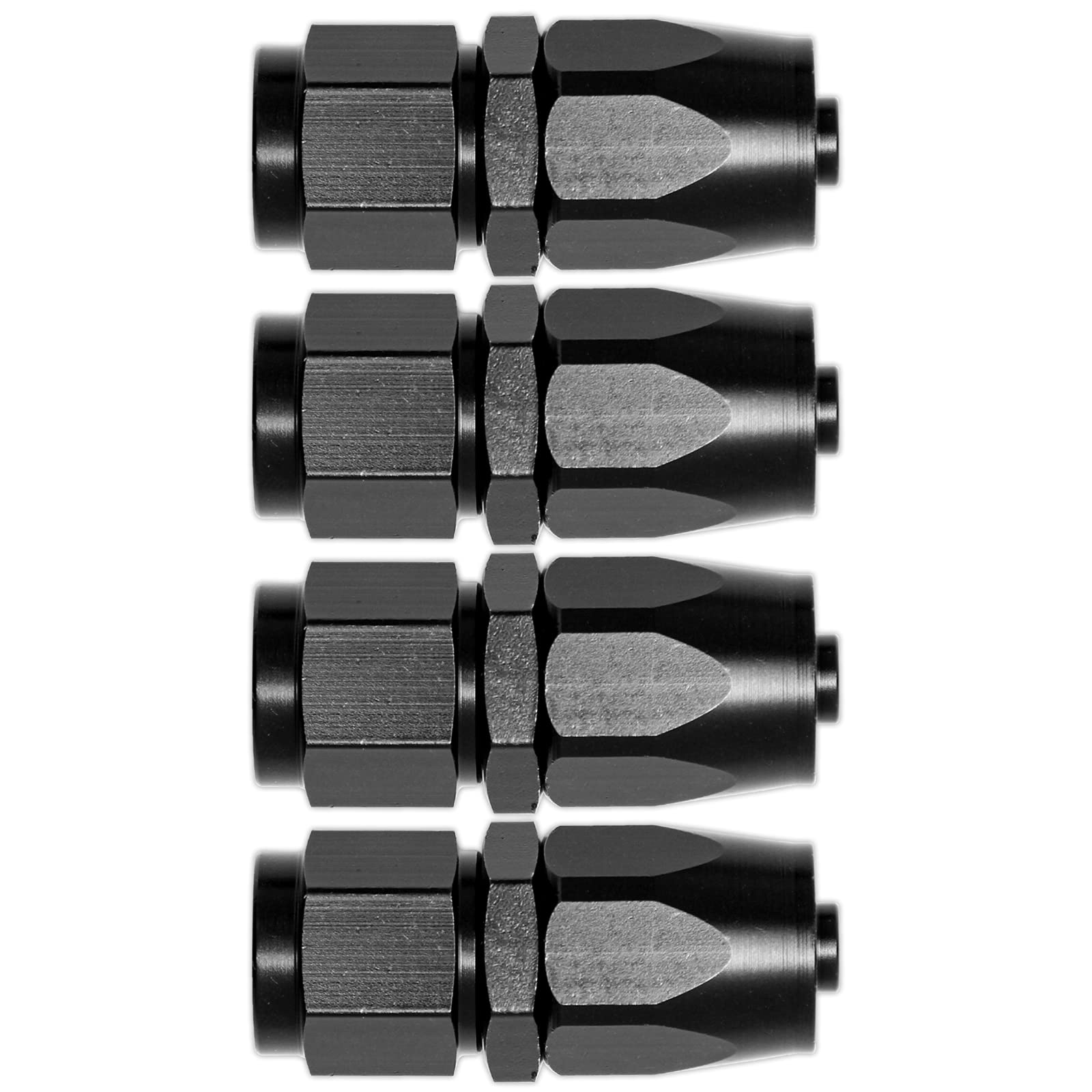 Shineyoo 6An Straight End Fitting 4 Pcs For Braided Fuel Oil Gas Line Hose End 6 An Fittings Aluminum Black