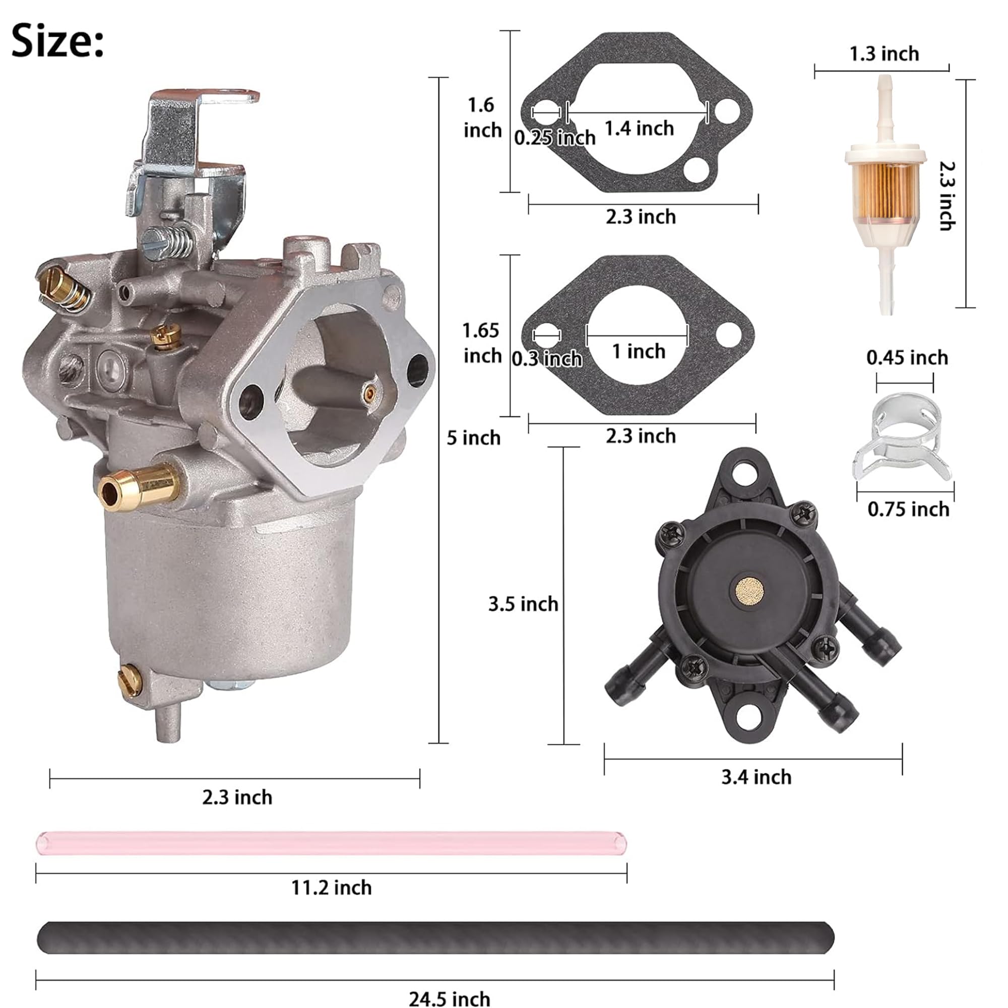 10L0L Fe290 Carburetor Fuel Pump Kit For 1998-Up Club Car Ds & Precedent, Turf, Carryall Golf Cart, Replace Oem 1016438, 1016439, 1016440, 1016441, 1016478, 101805601, 101905601, 17561