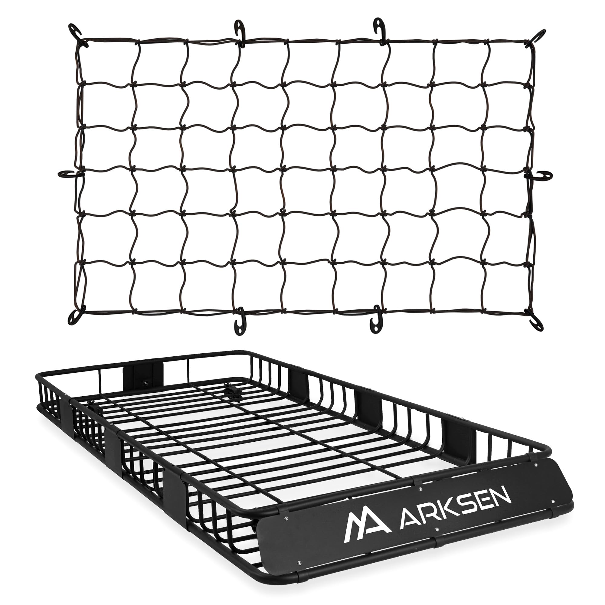 Arksen 84 X 39 X 6 Inch Universal 250Lb Heavy Duty Roof Rack Cargo With Cargo Net, Car Top Luggage Holder Carrier Basket With Ex