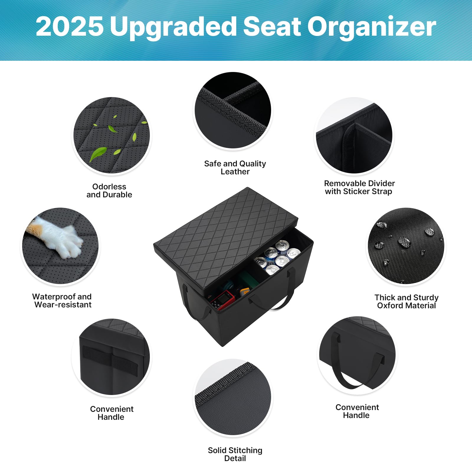 Mixsuper Liner Car Seat Organizer for Chrysler Pacifica 2017-2025, Console Organizer Backseat Box for Pacifica, Dog Toy Box Stor