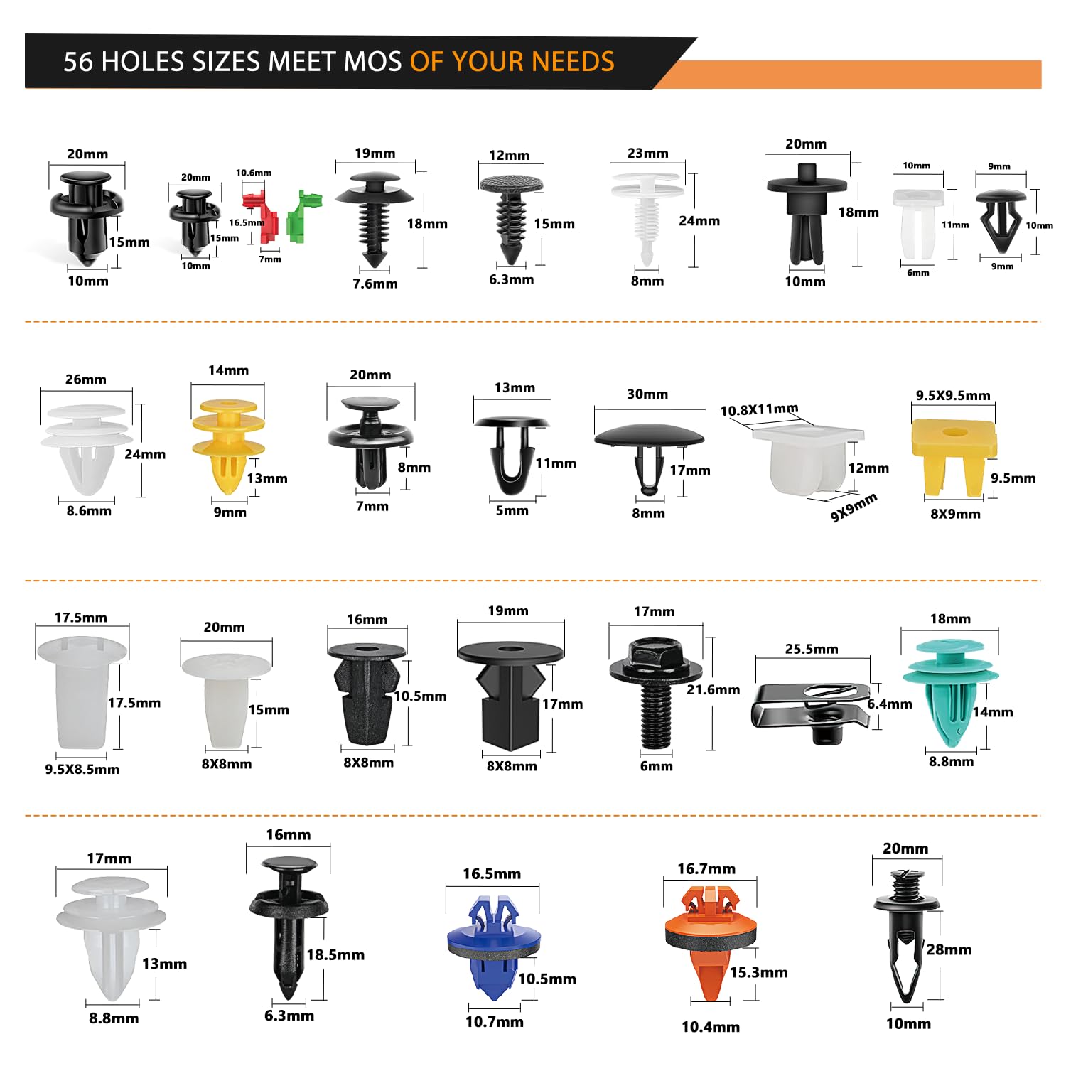 Gooacc 1315Pcs Retainer Clips Interior Accessories - 56 Most Popular Sizes Bumper Trim Body Clips With Fasteners Remover And 10P