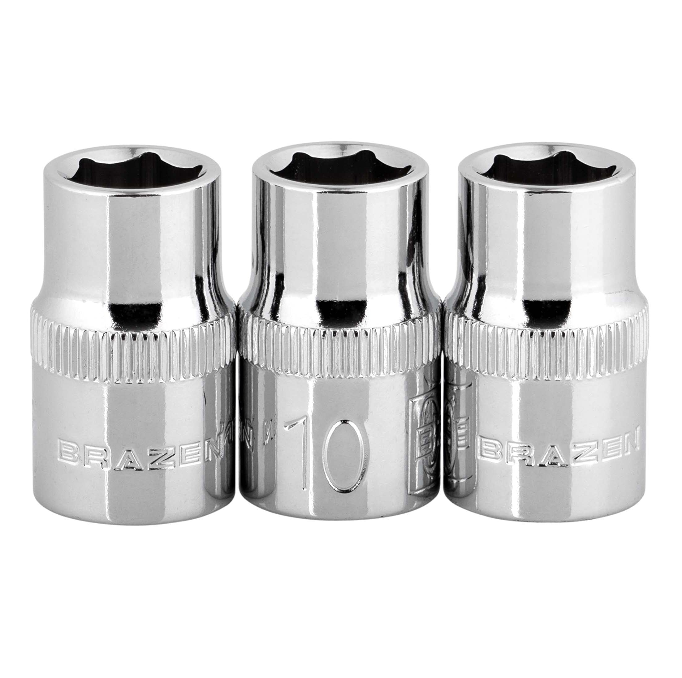 Brazen 10Mm Socket Three Pack (3/8' Drive, 6Pt, Shallow)