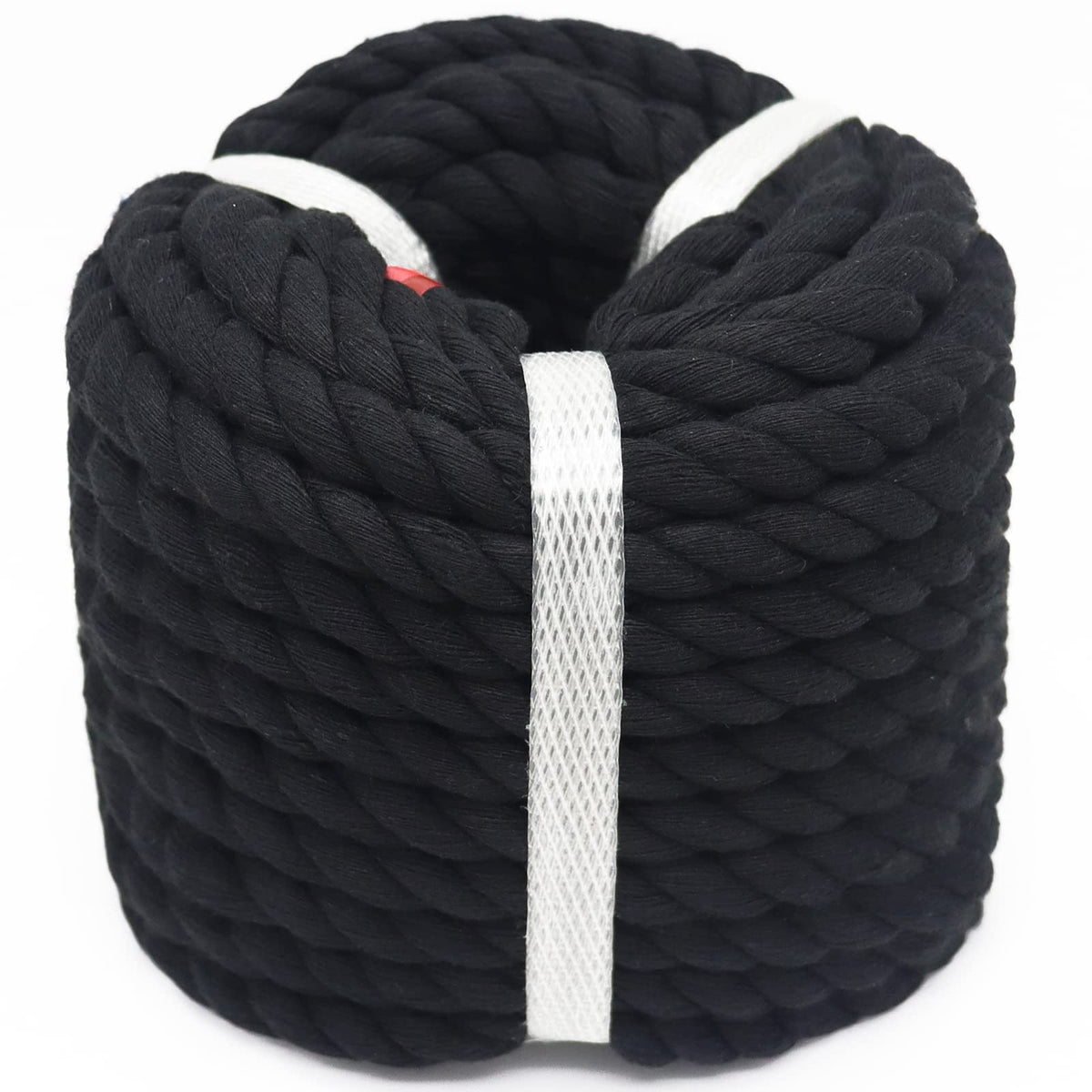 Sinyloo Black Rope 1/2 Inch × 50 Feet Twisted Cotton Rope, 100% Natural Thick Rope For Crafts, Decoration, Wall Hanging