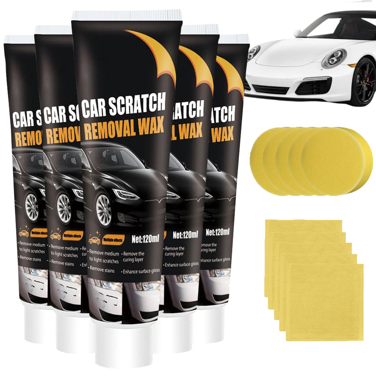 5PC Scratch Remover for Vehicles, 2025 Upgrade Car Scrath Remover for Deep Scratches, Meguiars Scratch Remover with Wipe Sponge 