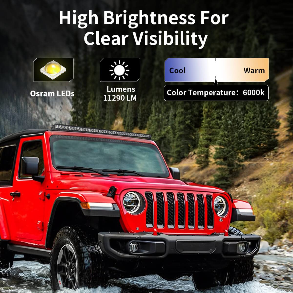 Lasfit 42 Inch Led Light Bar, Ip67 Waterproof Light Bar, Spot Flood Combo Beam Led Bar, Off Road Driving Light For Wrangler/Cher