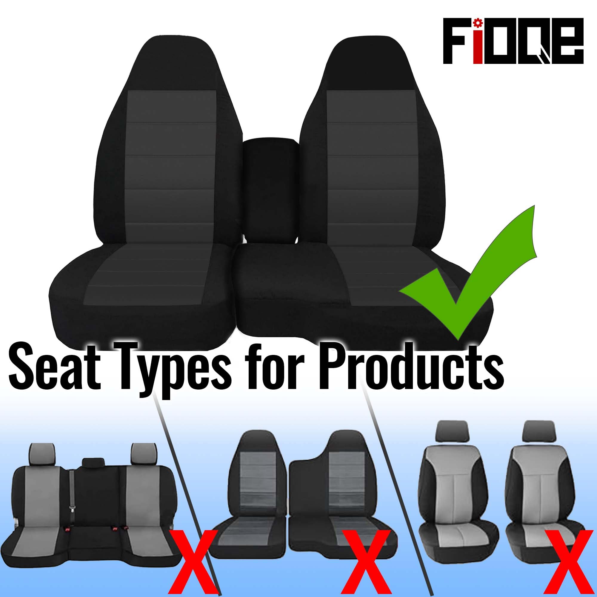 FIOQE Front 60/40 Split Bench Seat Covers with Console Armrest Truck Seat Cover, Compatible with Chevy Colorado/GMC Canyon 2004