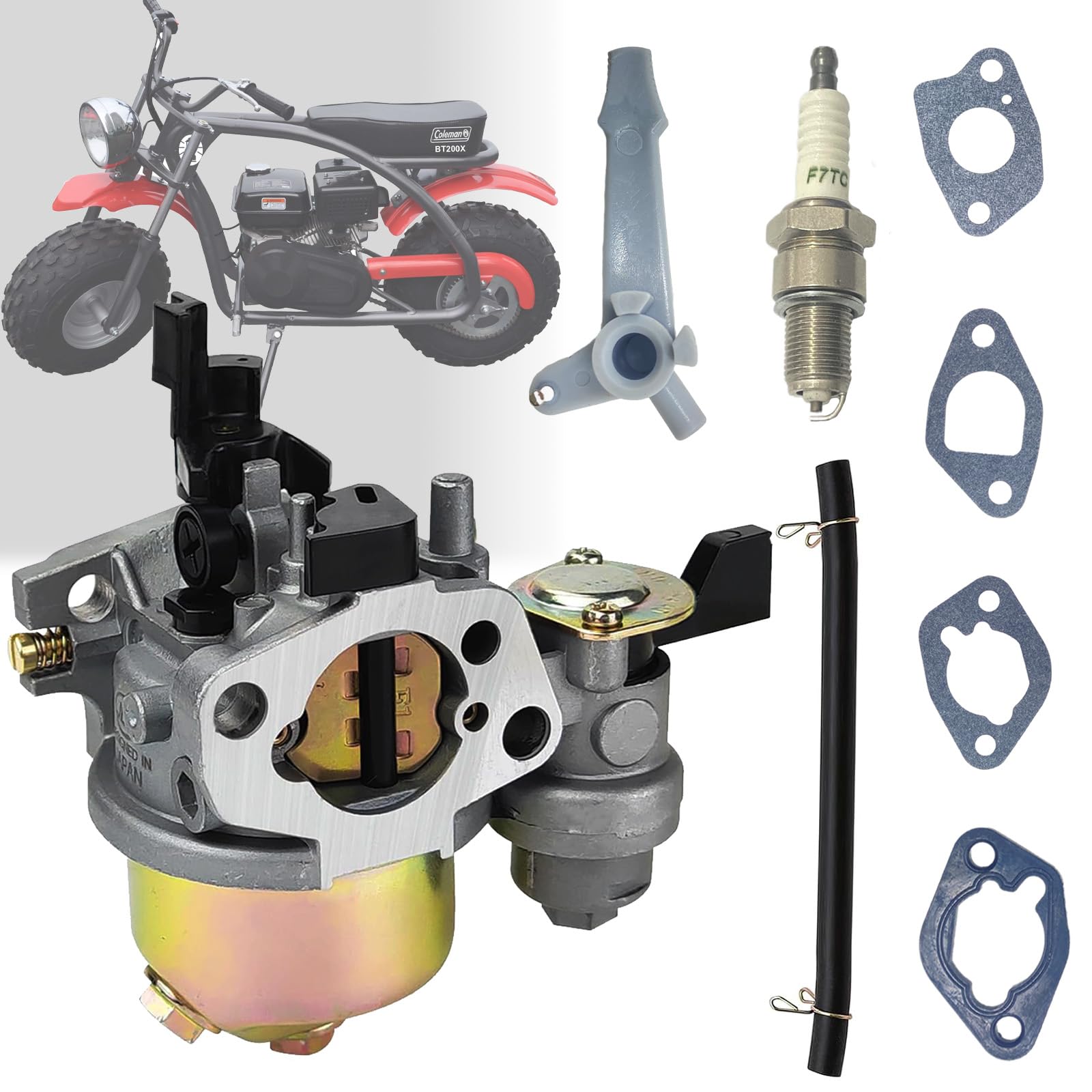 Qymoto Coleman Ct200U Ct200U-Ex Carburetor With Spark Plug,Huayi P19 Carb For Axis M200, Bt200X,B200,Rt200 Baja Warrior Mb200 Mini Bike Carb 196Cc 212Cc 6.5Hp Carburetor