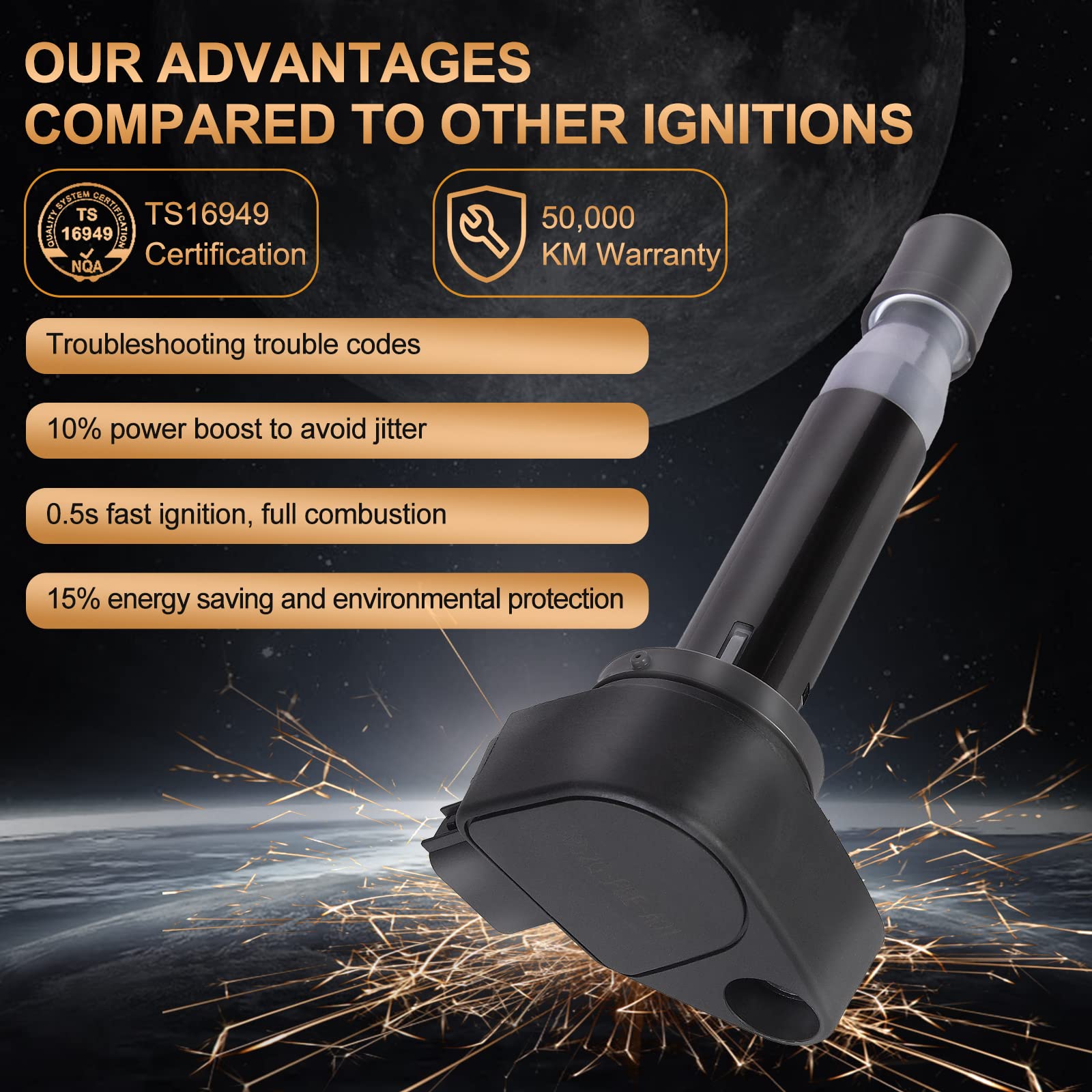 Ignition Coil Pack Compatible With Honda Acura Saturn Accord Odyssey Mdx Tl Rl Vue 3.0L 3.2L 3.5L V6 Replace# Uf242 Gn10168 C-51