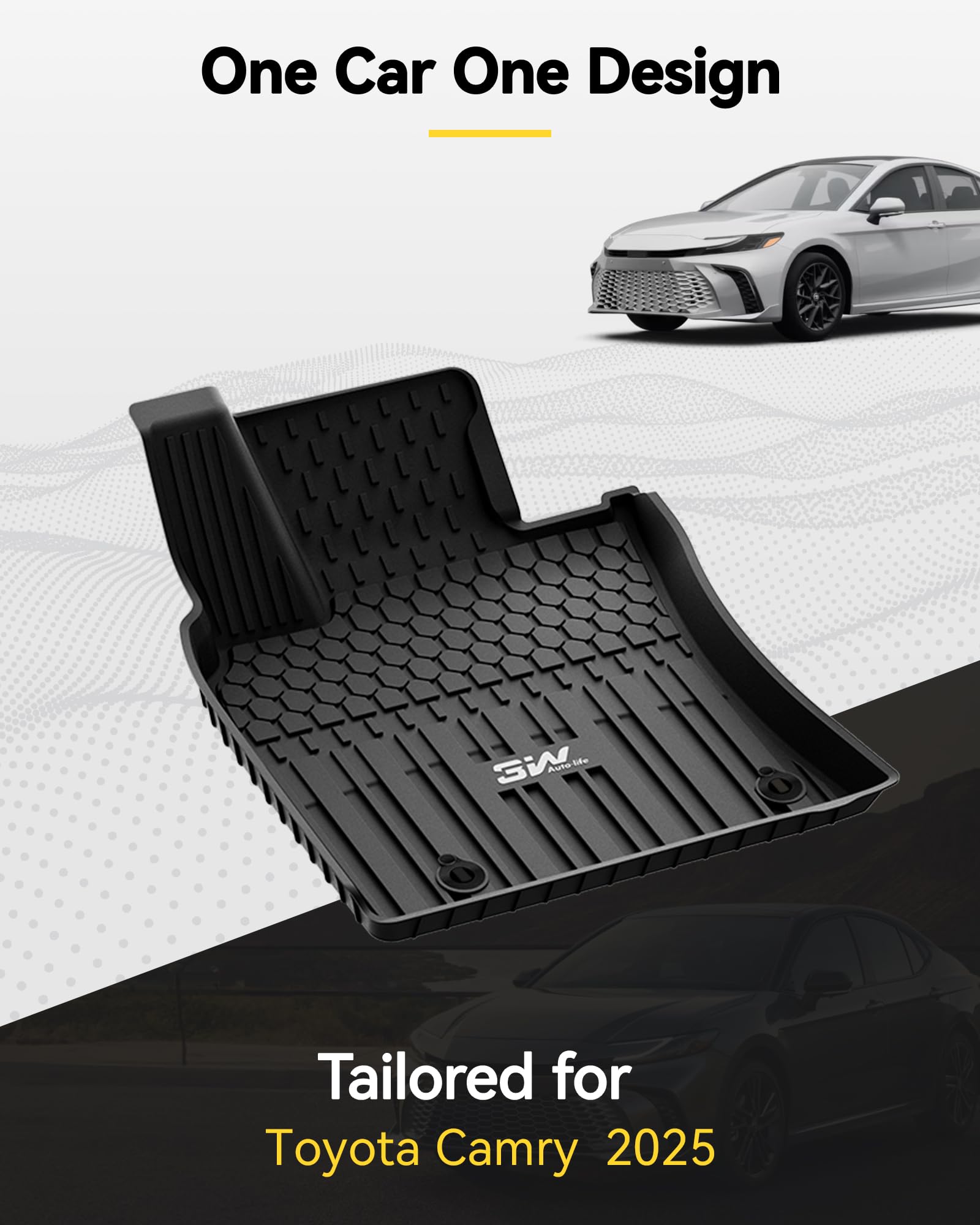 3W Floor Mats & Cargo Liner For Toyota Camry 2025 Tpe All Weather Custom Fit 2025 Camry(Include Hybrid/Se/Xse/Le/Xle/Lev), 1St &