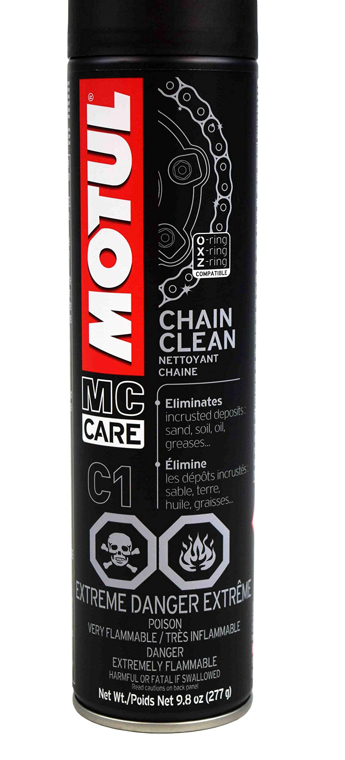 Motul 103243 C1 Chain Clean O, X & Z-Ring Compatible 400mL/9.8 Fl oz Can 3 Pack