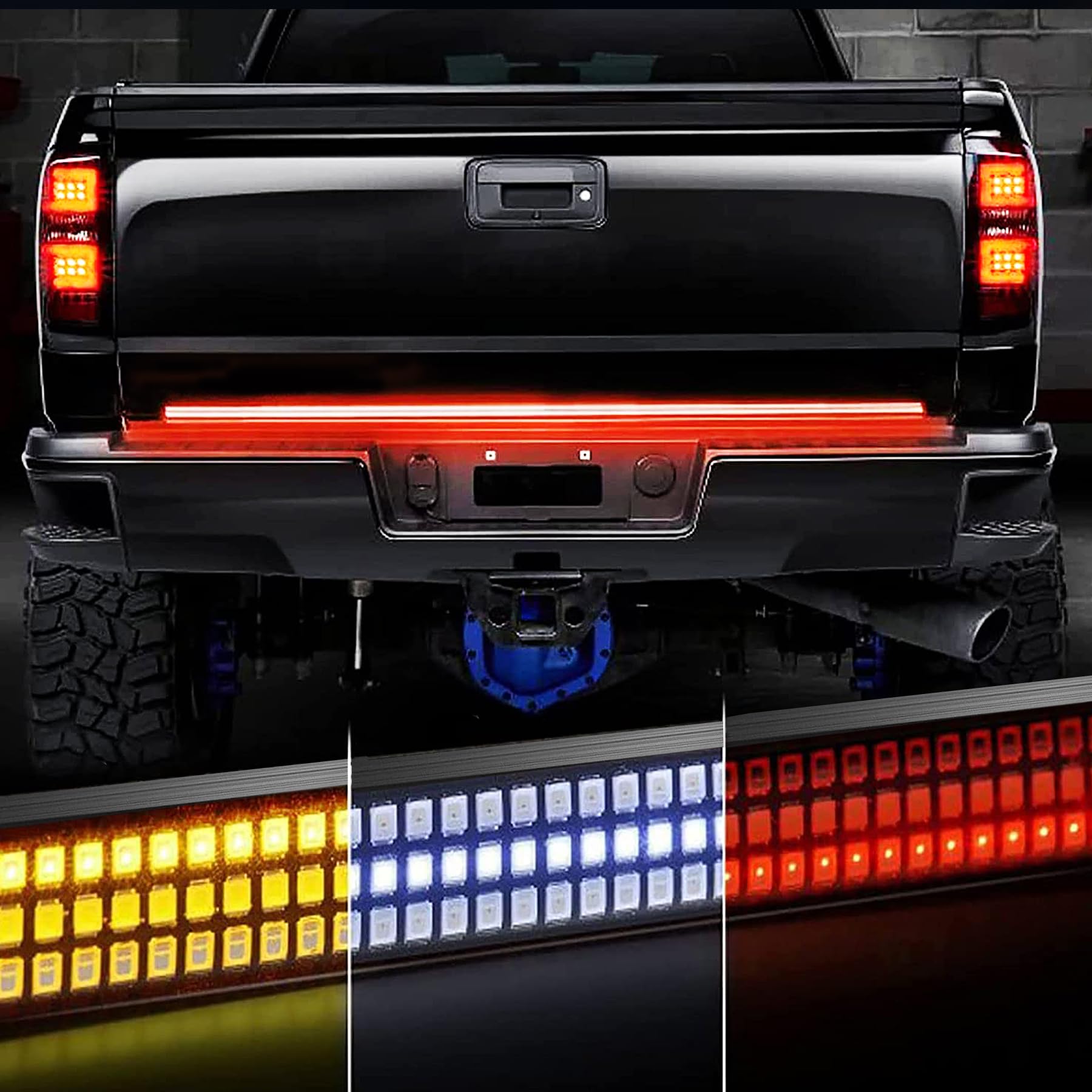 Amexmart 60 Inch Tailgate Light Bar, Aluminum Frame Triple Row Led Tailgate Light Strip For Truck, Pickup,Trailer With Full Func