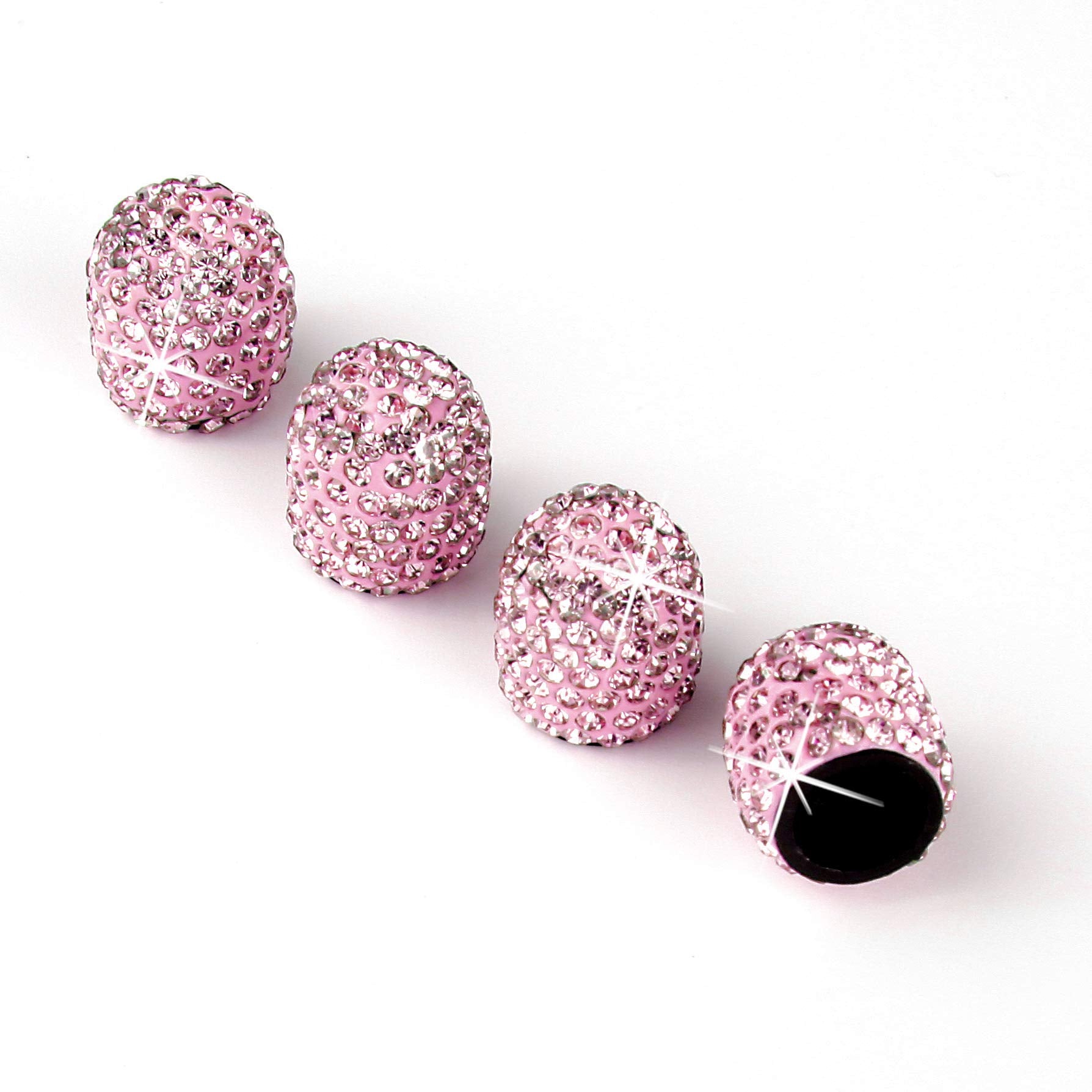 Justtop 4 Pack Handmade Crystal Rhinestone Car Tire Valve Stem Caps, Car Wheel Tire Valve, Attractive Dustproof Bling Car Accessories, Universal For Cars, Trucks And Motorcycles-Pink