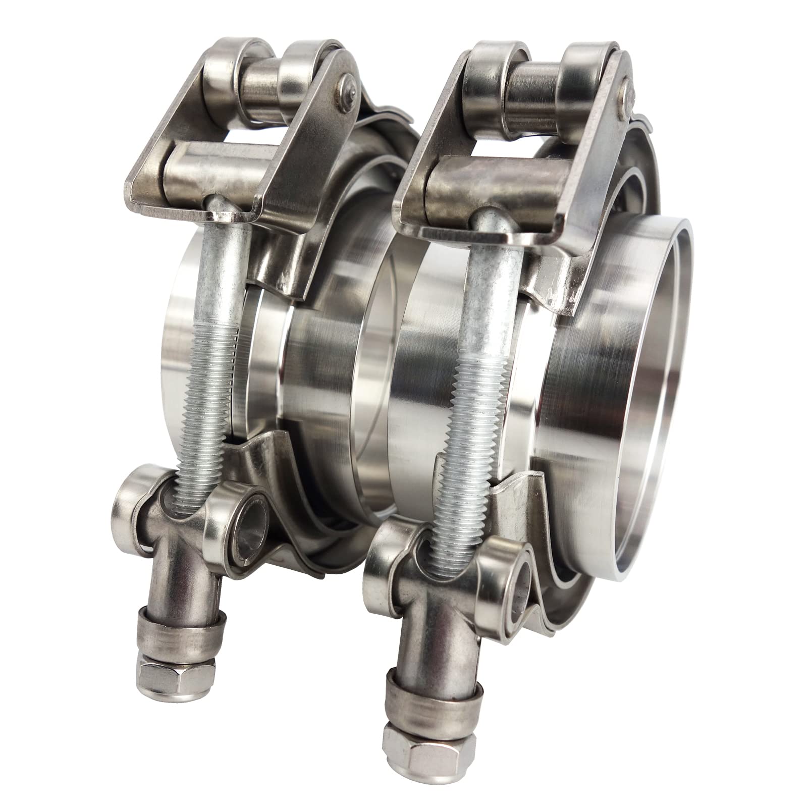 Gaeaauto 2 X 2.5' Quick Release V-Band Clamp With Male Female Flanges 304 Stainless Steel For Turbo Downpipes (2.5 Inch, 2 Pack)