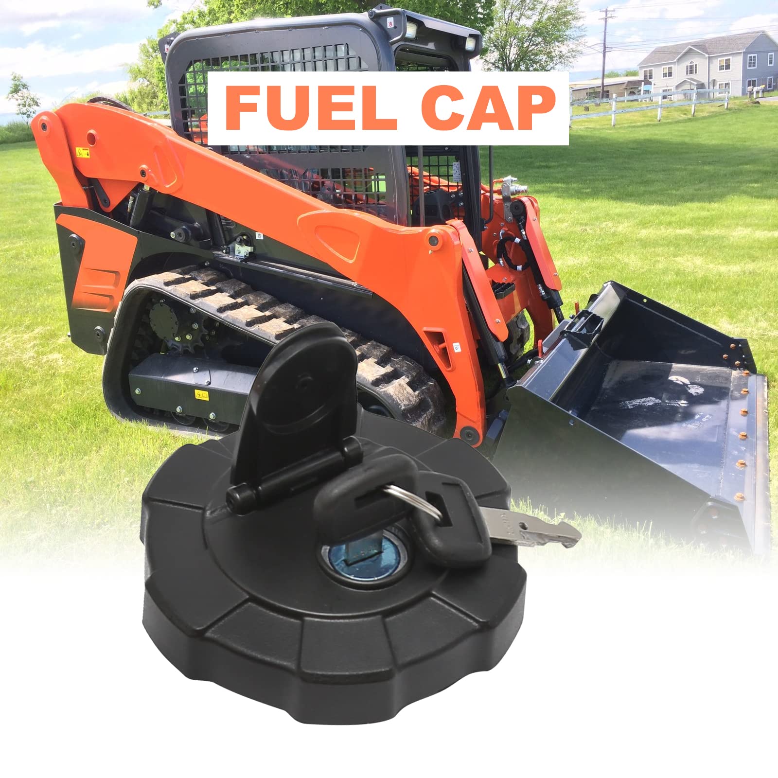 Fuel Cap Excavator Diesel Tank Cover with 2 Keys Replacement for Kubota Skid Steer Loader SVL75-2 SVL90-2 SVL95-2 KX41-3 KX91-3S