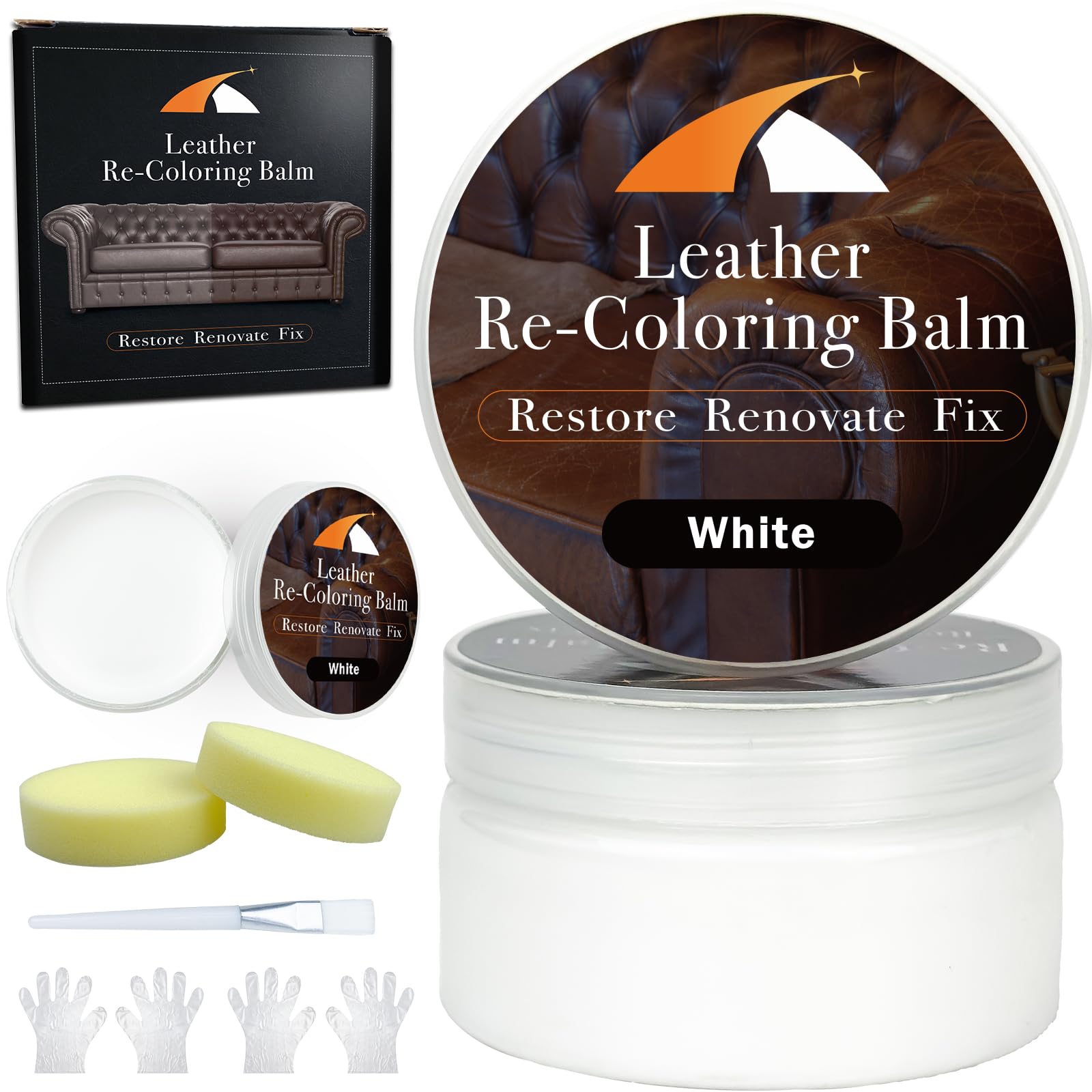 White Leather Repair Kit, White Leather Recoloring Balm, Leather Dye - Restore & Renew Scratch, Faded And Aged Leather & Vinyl C