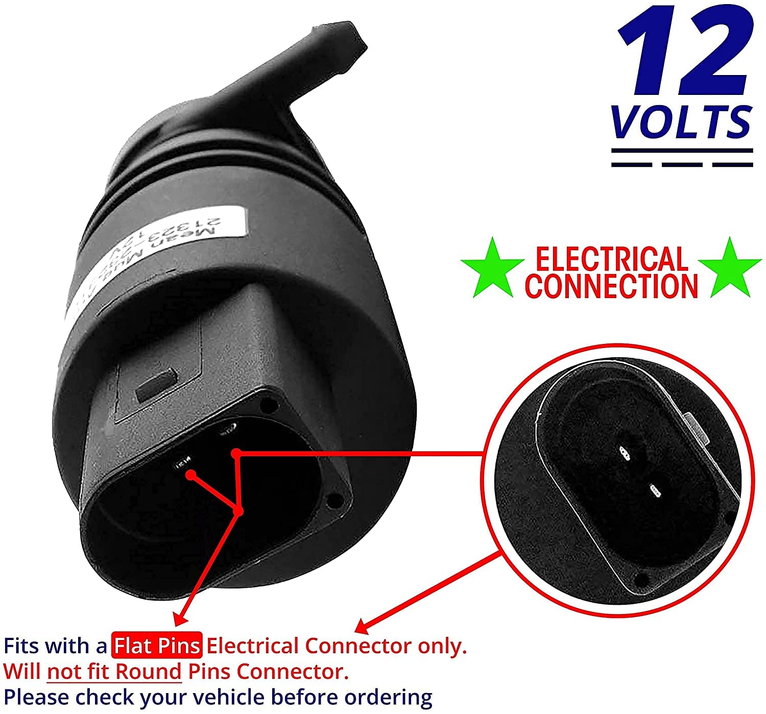 Mean Mug Auto 16212-21675A Windshield Washer Pump with 2x Screen Grommet - Compatible with BMW - Replace OEM #: 67128362154, 67128377612, 61667006063