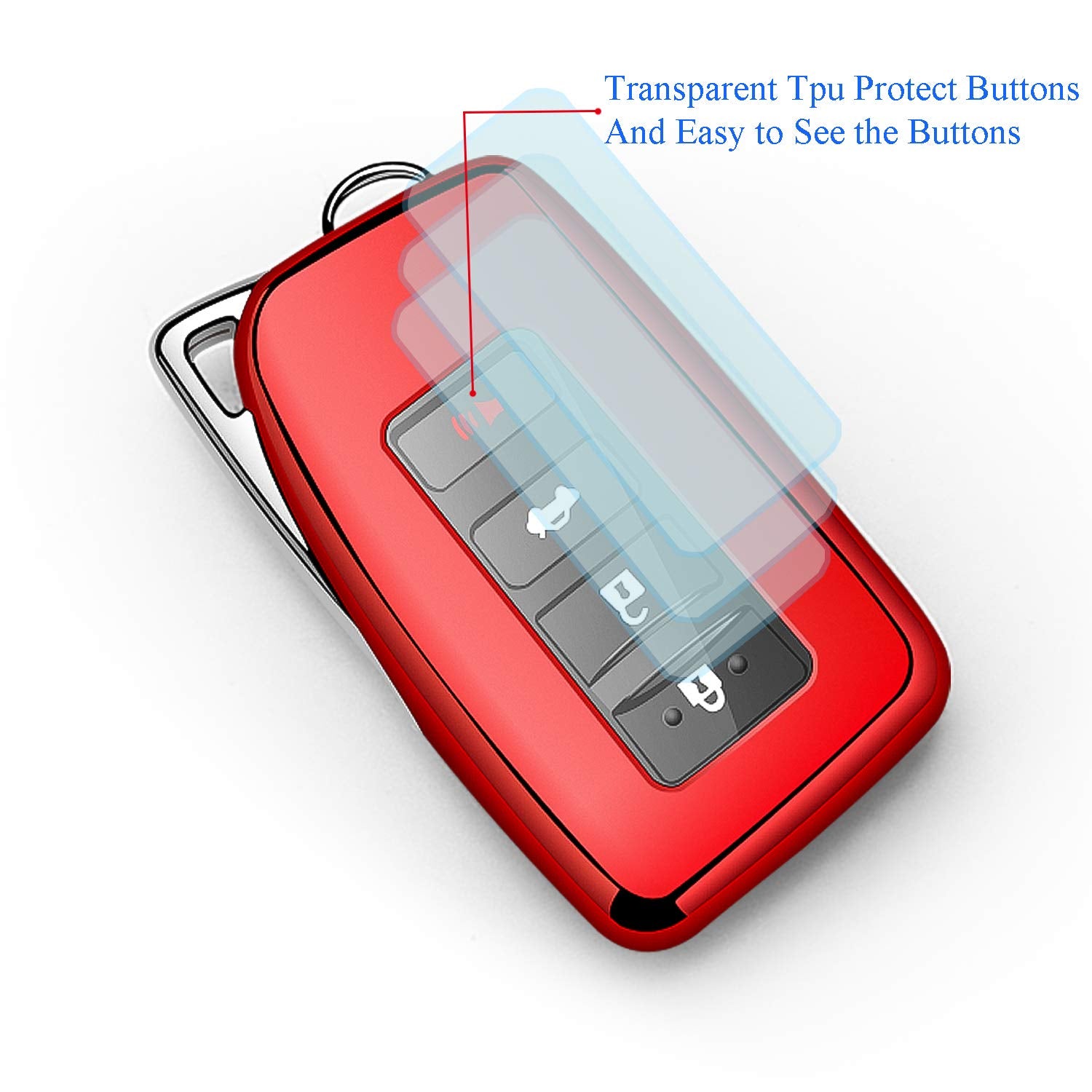 Tukellen For Lexus Key Fob Cover Premium Soft Tpu Full Protection Key Shell Key Case Compatible With Lexus Es Is Gs Nx Ls Rx Rc 300H 350 200T 250 300 F 450H 460 600H Smart Keyless Fob Remote Key-Red