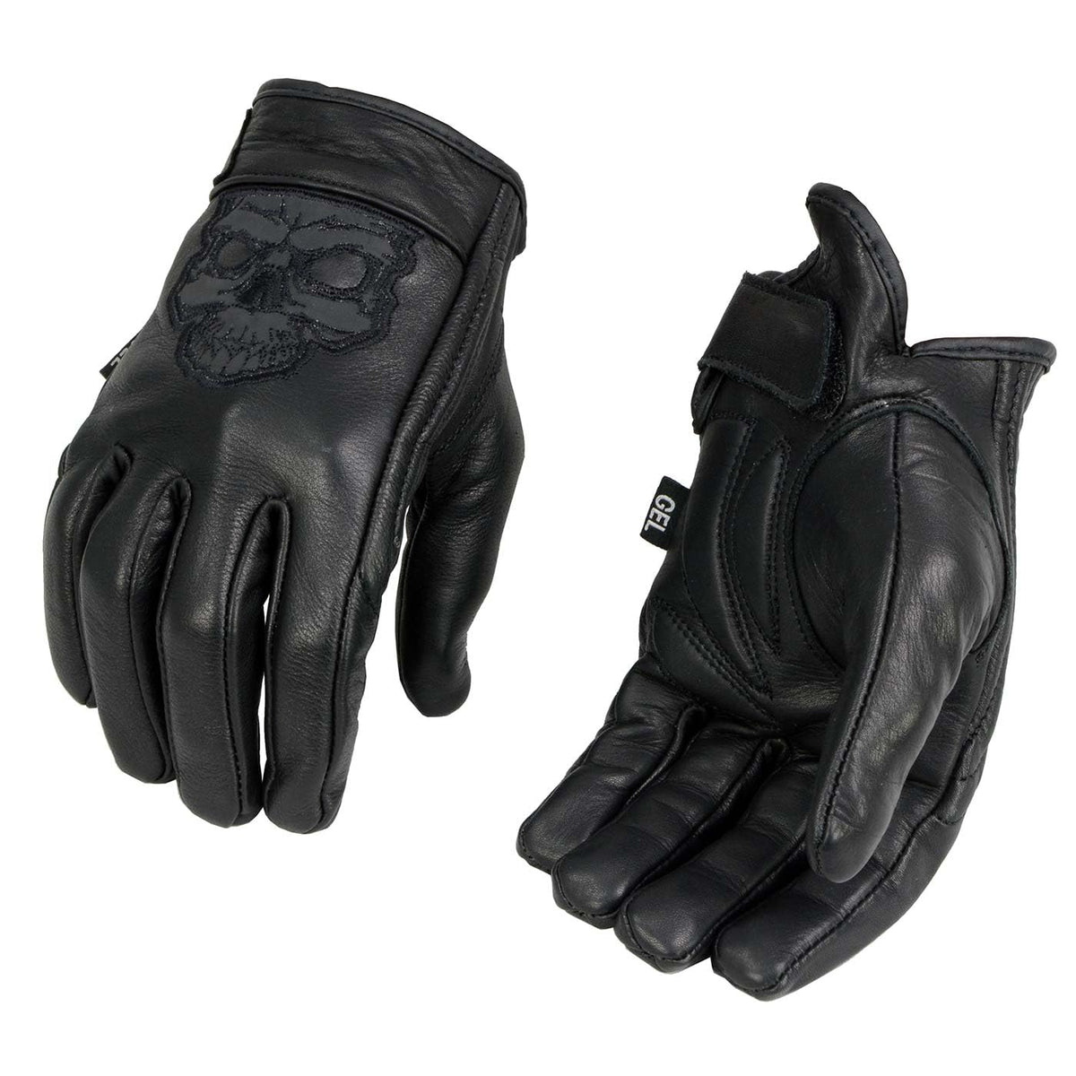 Milwaukee Leather Men'S Black Leather Reflective Skull Motorcycle Hand Gloves W/Gel Padded Palm Mg7570 - Medium