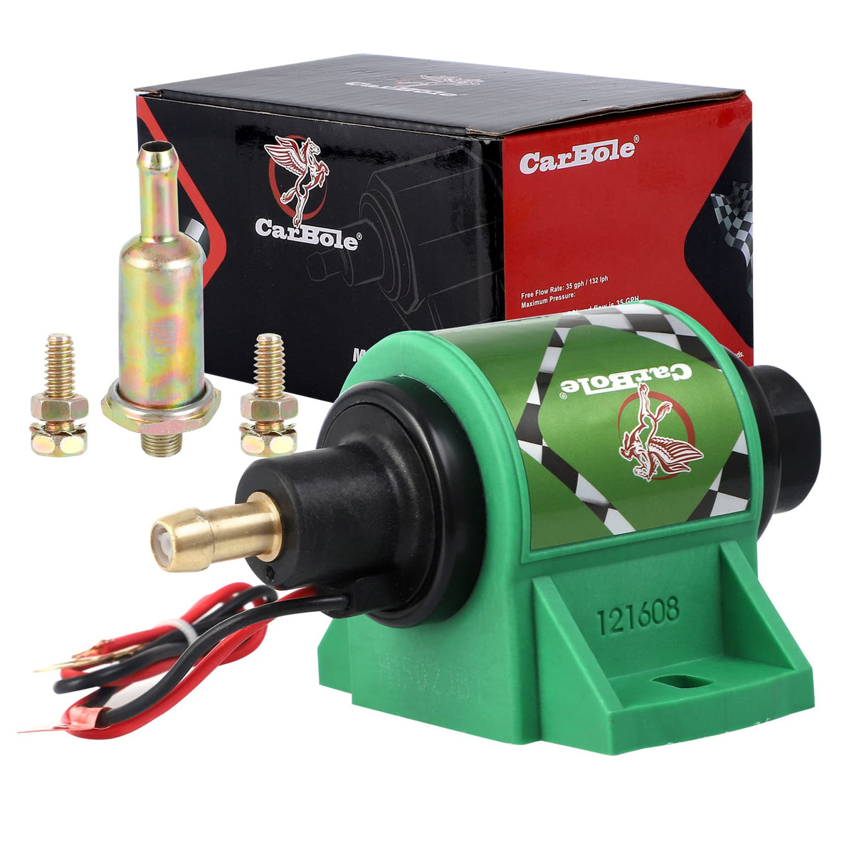Carbole 12D Micro Electric Diesel Fuel Pump Universal 5/16 Inch Inlet And Outlet 12V 1-2A 35Gph 4-7 Psi