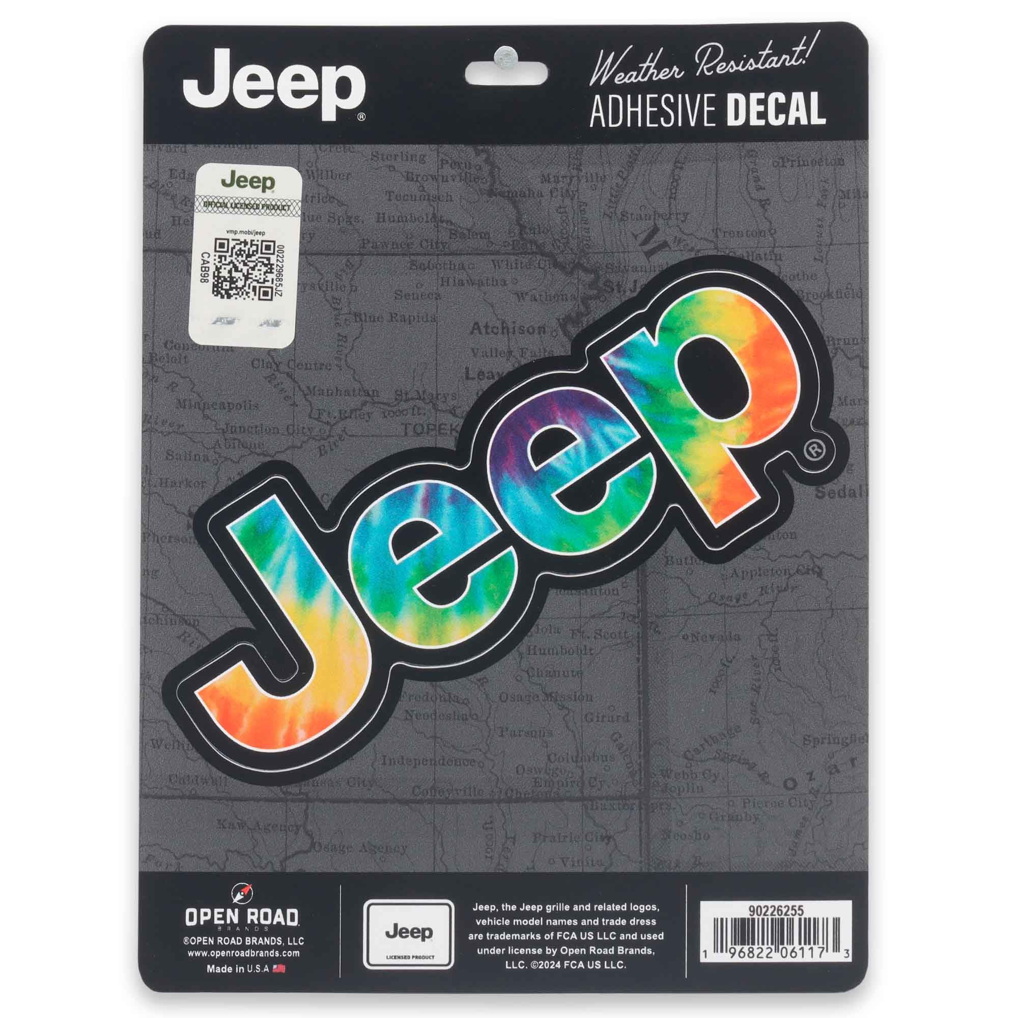 Jeep Tie Dye Logo Adhesive Vinyl Decal - Fun Jeep Sticker for Car, Window, Water Bottle or Laptop