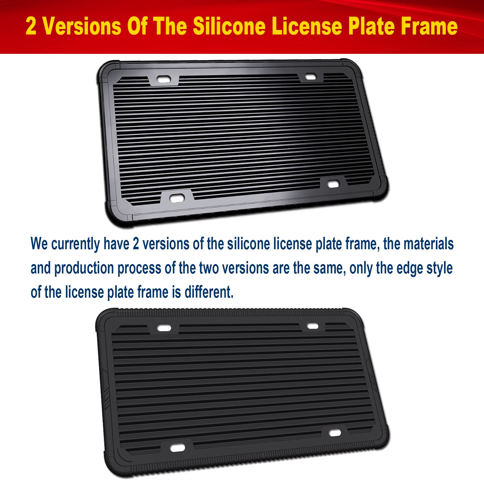 Aootf Black License Plate Frames-2 Pack Silicone License Plate Cover Front & Rear Tag Slim Holder With Screws, Screw Caps, With