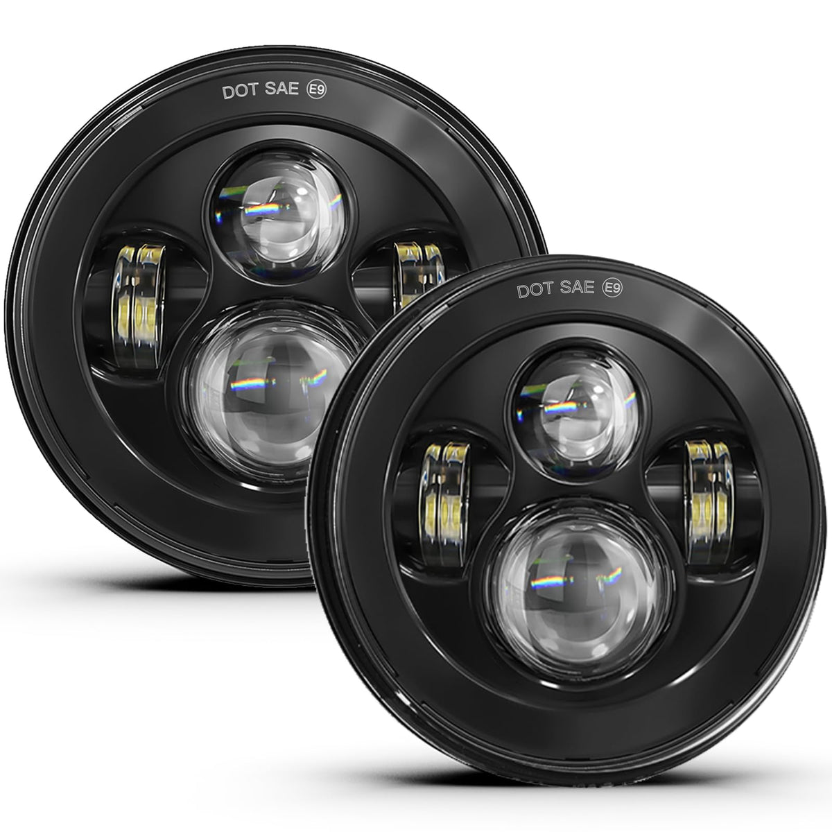 Uni-Shine 2Pcs Projector 7 Inch Led Headlights Hi/Lo Beam Dot Approved 7 Round Headlight H6024 Led Headlight Compatible With Jee