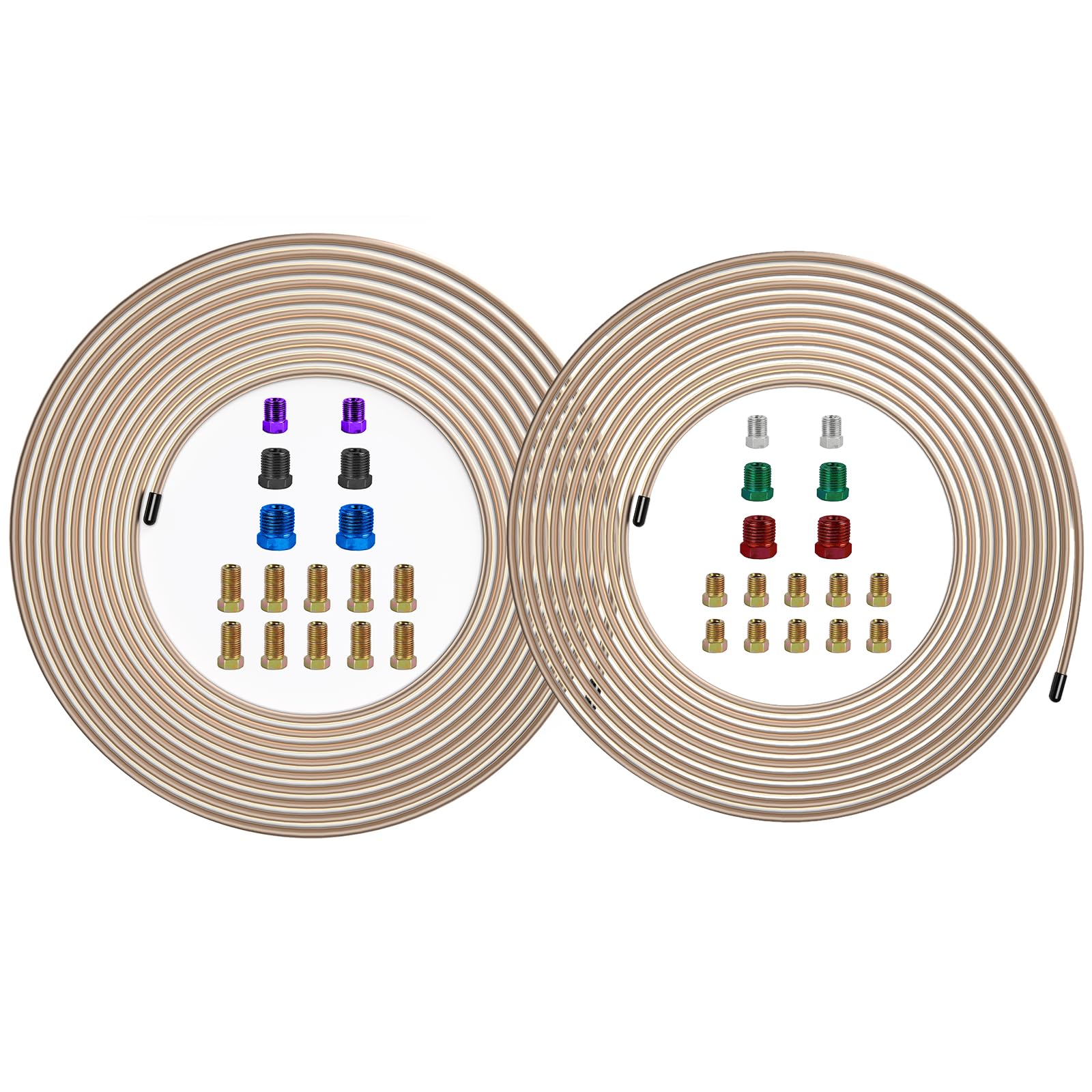 Muhize 25 Ft. 1/4 And 3/16 Copper-Nickel Brake Line - 2023 Upgraded Flexible Copper-Nickel Brake Line Replacement Kit With 32 Fi