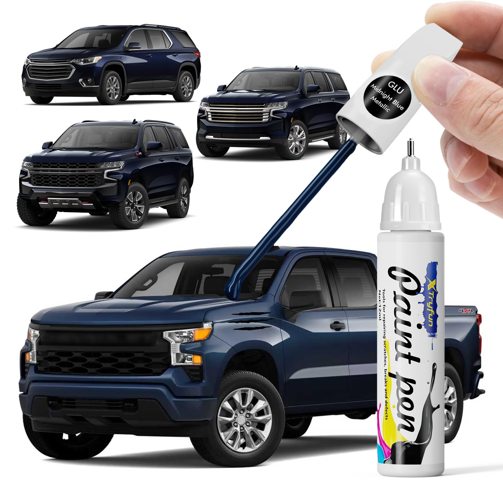 XTryfun GXD/WA130H Sharkskin/Sterling Gray Metallic Touch Up Paint Compatible with Chevrolet, DIY Car Paint Scratch Repair, Quic