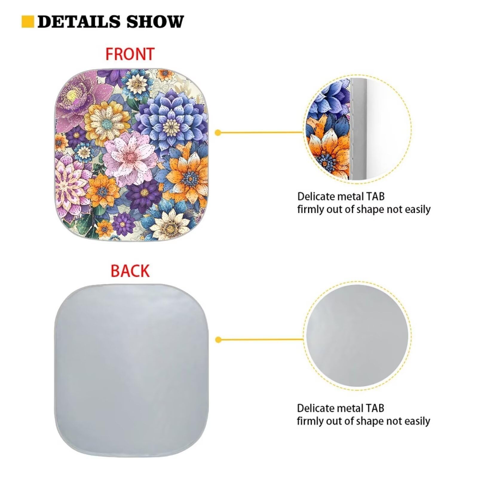 Renewold Car Windshield Sunshade Front Window Sun Shade Set - 2Pcs Bohemian Flower Print Auto Sun Blocker Visor Sun Shield For S