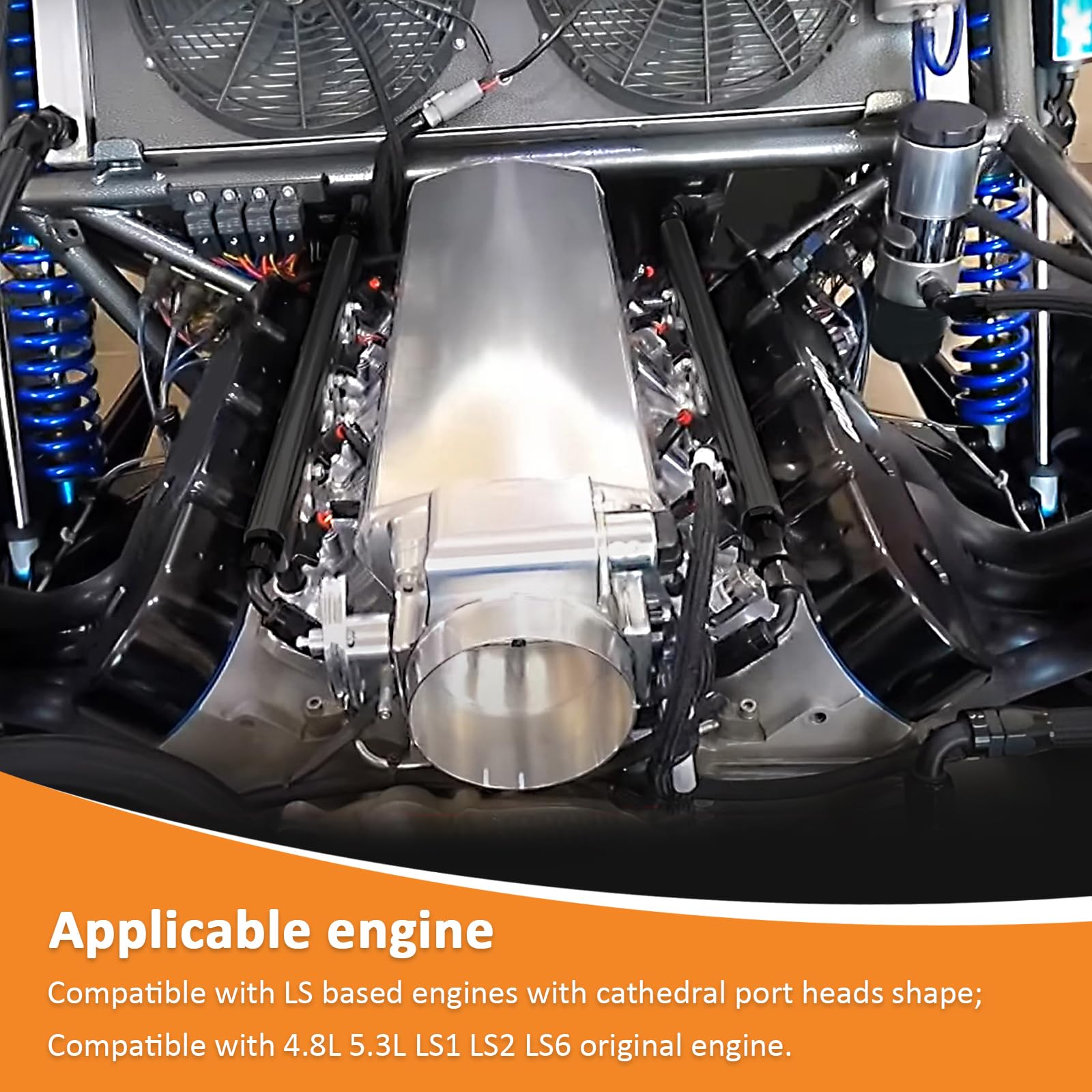 Htostar Racing For LS Intake Manifold Compatible with LS1 LS2 LS6 of cathedral port heads with Drive by Cable Throttle Body Comp