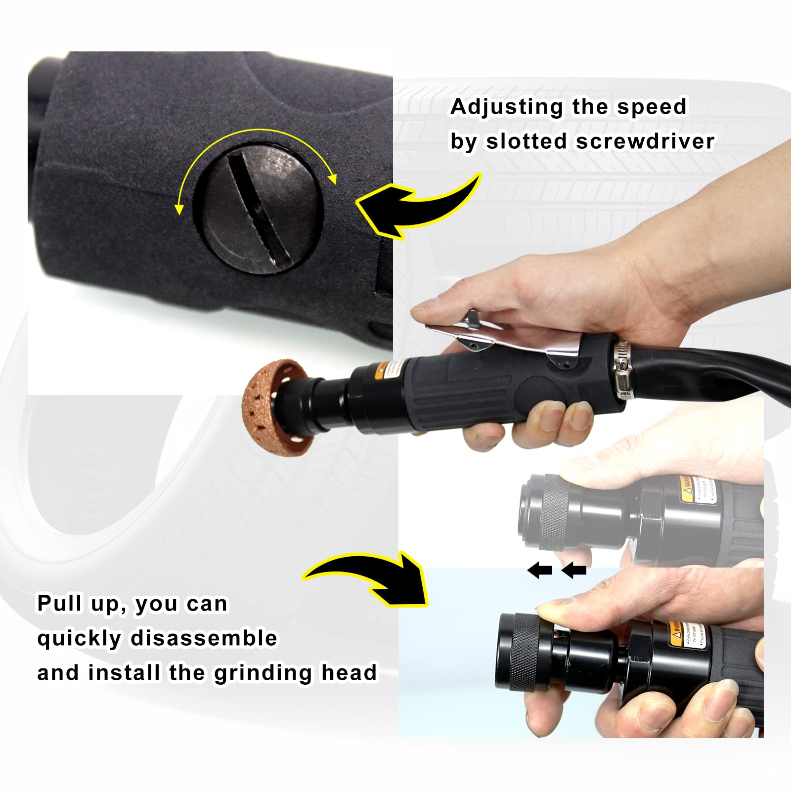 Ryanstar Racing 2500Rpm Low Speed Air Tire Buffer Tire Repair Kit Polishing Cleaning Tool Pneumatic Automatic Buffing Wheel Mach