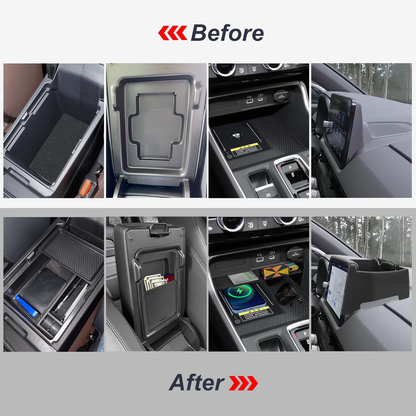 Neepiar 4Pcs Center Console Organizer Compatible With 2023 2024 2025 Honda Cr-V Ex-L/Sport-L Hybrid Dashboard Tray And Armrest S