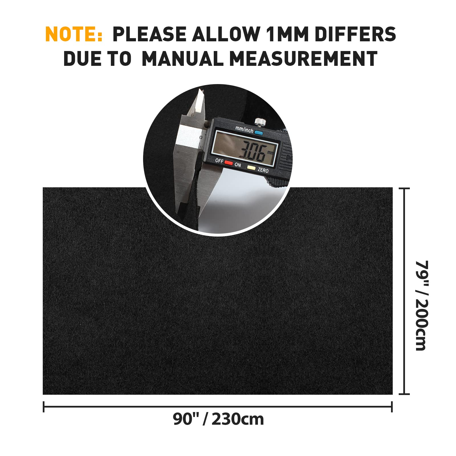 Halero Black Underfelt Carpet for Speaker & Sub Box - 78"x90", Polypropylene Fabric