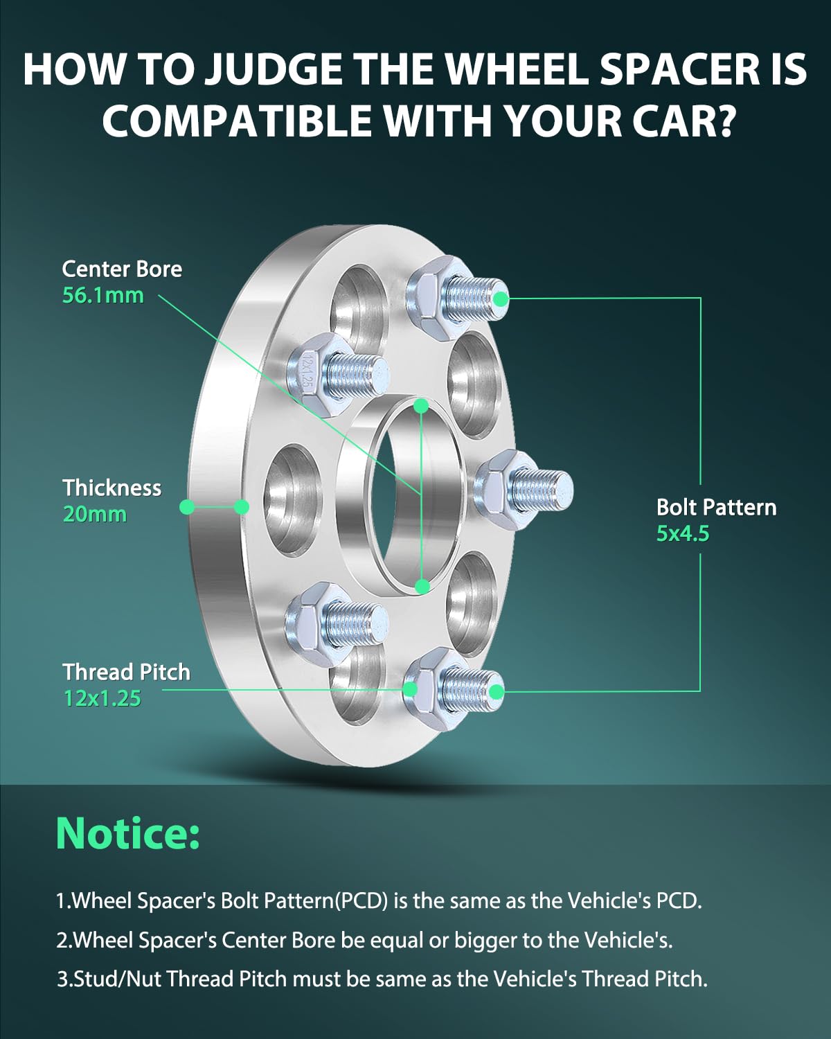 Scitoo 4X 5 Lug 5X114.3Mm Wheel Spacers 5X4.5 To 5X4.5 12X1.25 56.1Mm 20Mm Compatible With For Wrx Wheel Spacers For Wrx Sti Wheel Spacers