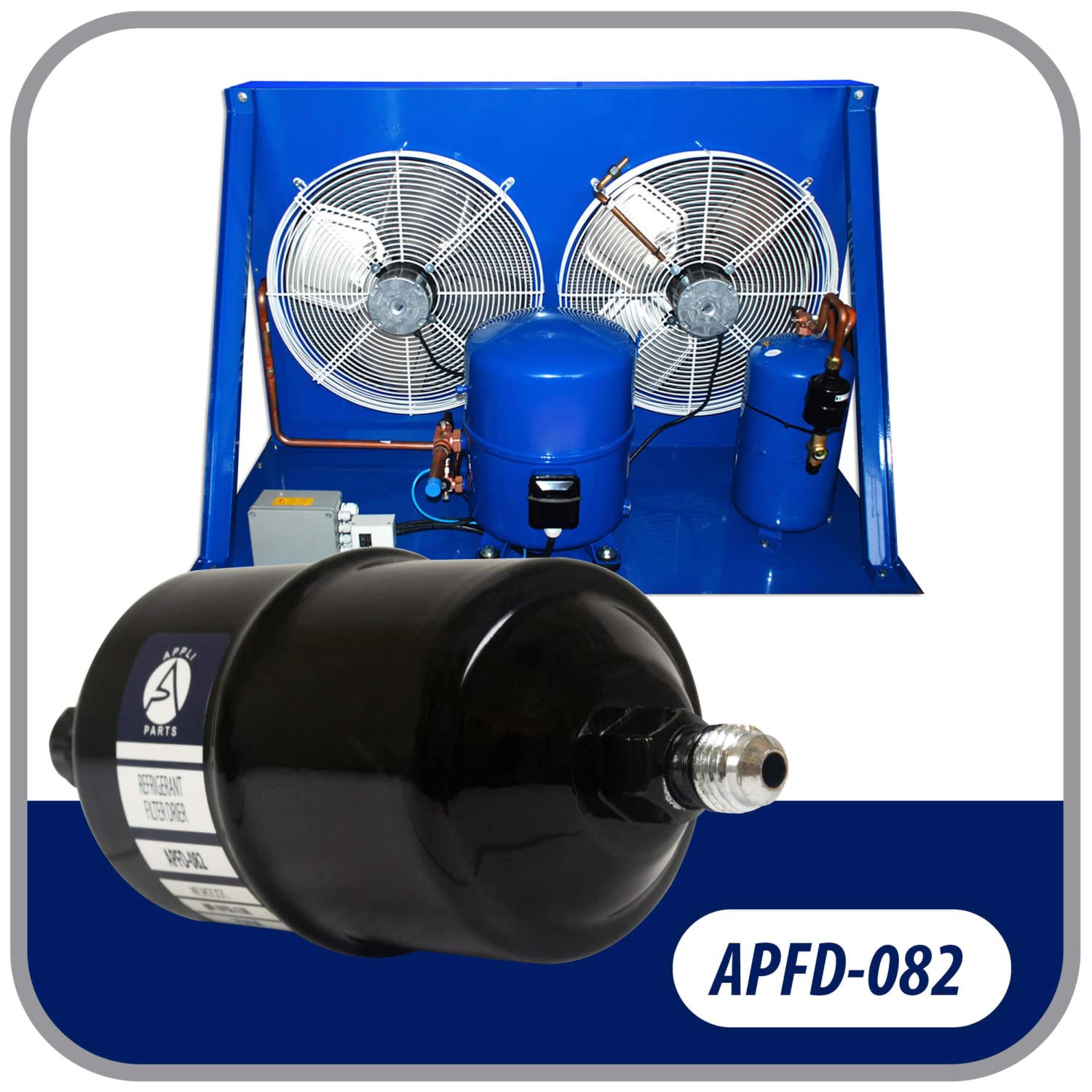 Appli Parts Apfd-082 1/4 In Liquid Line Refrigerant Ac Filter Drier Hvac Refrigeration 082 Sae Flare Connection Universal Unidirectional 6In Long 2-1/4 In Wide