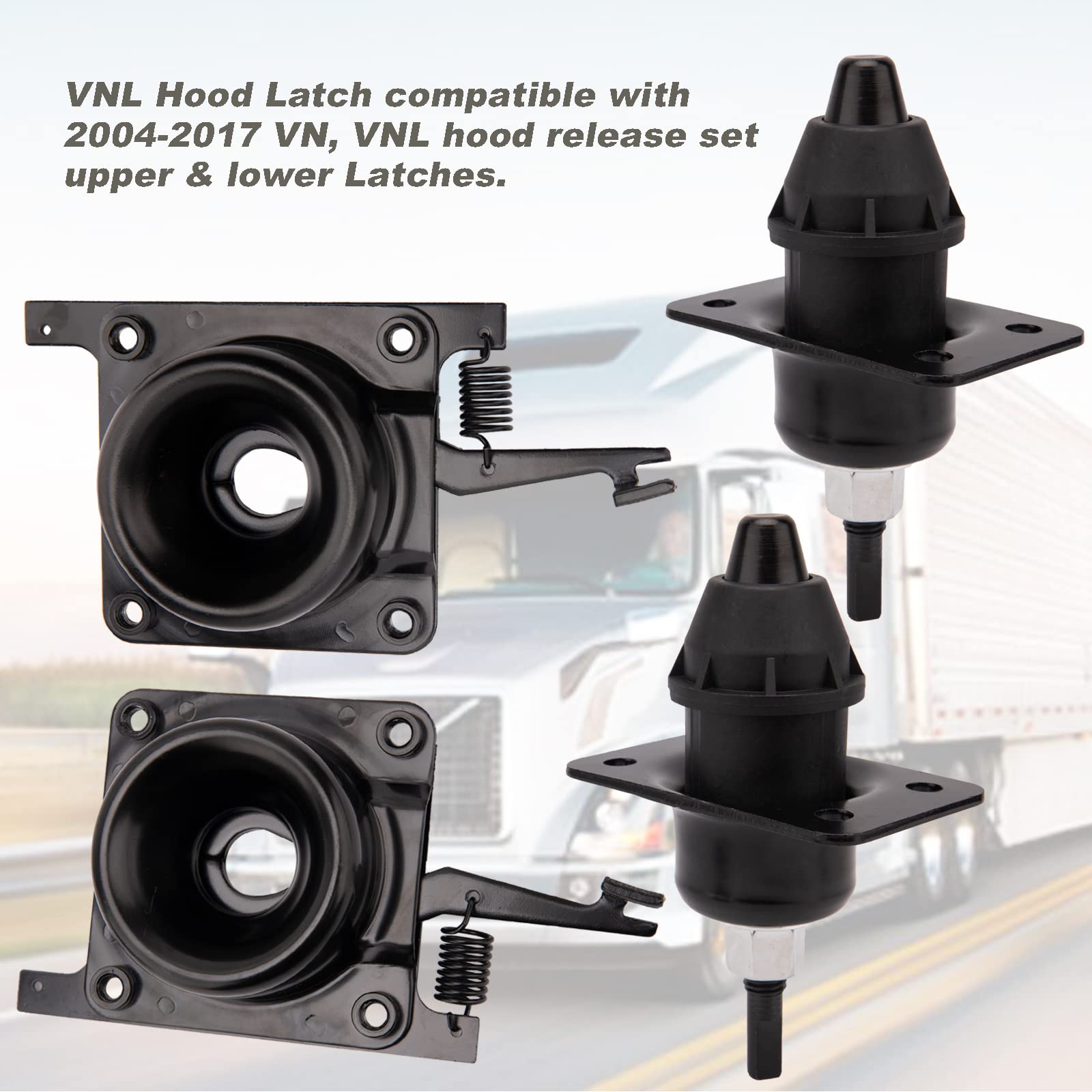 Hood Release Set Upper & Lower Latches Compatible With Volvos Trucks VN VNL 2004-2018 hood latch Set, Replaces 20498998 20565619