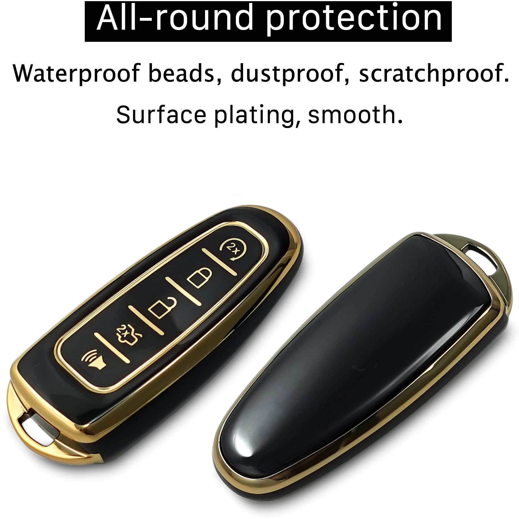 Kirsnda For Ford Key Fob Cover With Keychain,Soft Tpu Protection Key Case/Skin,5 Buttons Compatible With C-Max Edge Escape Exped